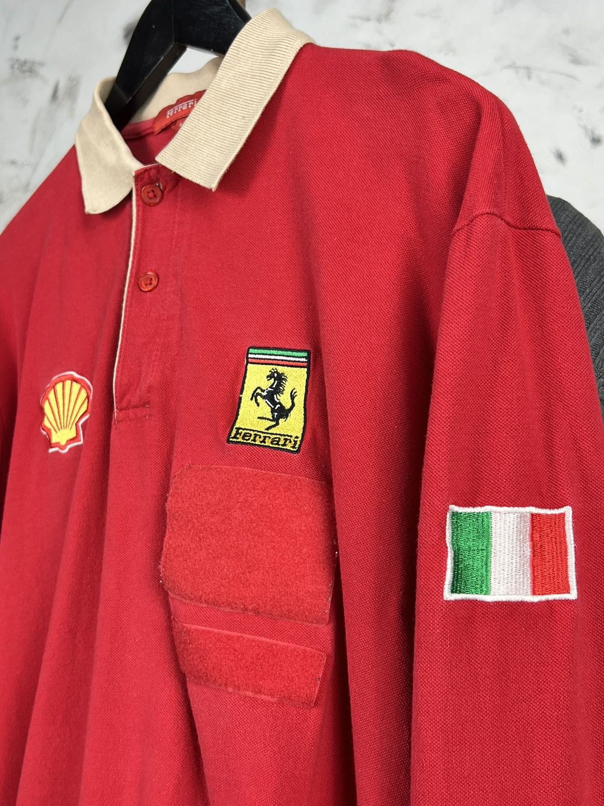 Ferrari Vintage Ferrari Shell Long Sleeve Polo Shirt Size M Size US M / EU 48-50 / 2 - 2 Thumbnail
