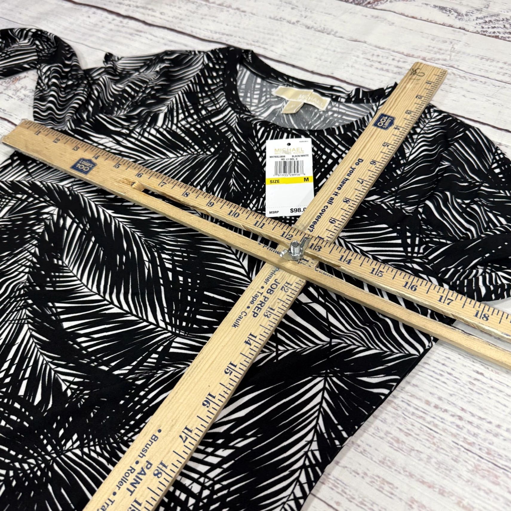 Michael Kors Michael Kors Black White Bodycon Dress Mini Leaves All Over Print Stretch M NWT Dress Womens Small? Size M / US 6-8 / IT 42-44 - 2 Thumbnail