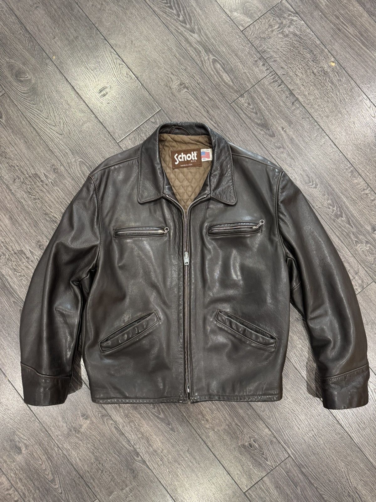 Schott Schott 544 deep brown cowhide leather jacket size 48 Usa Size US XXL / EU 58 / 5 - 4 Thumbnail