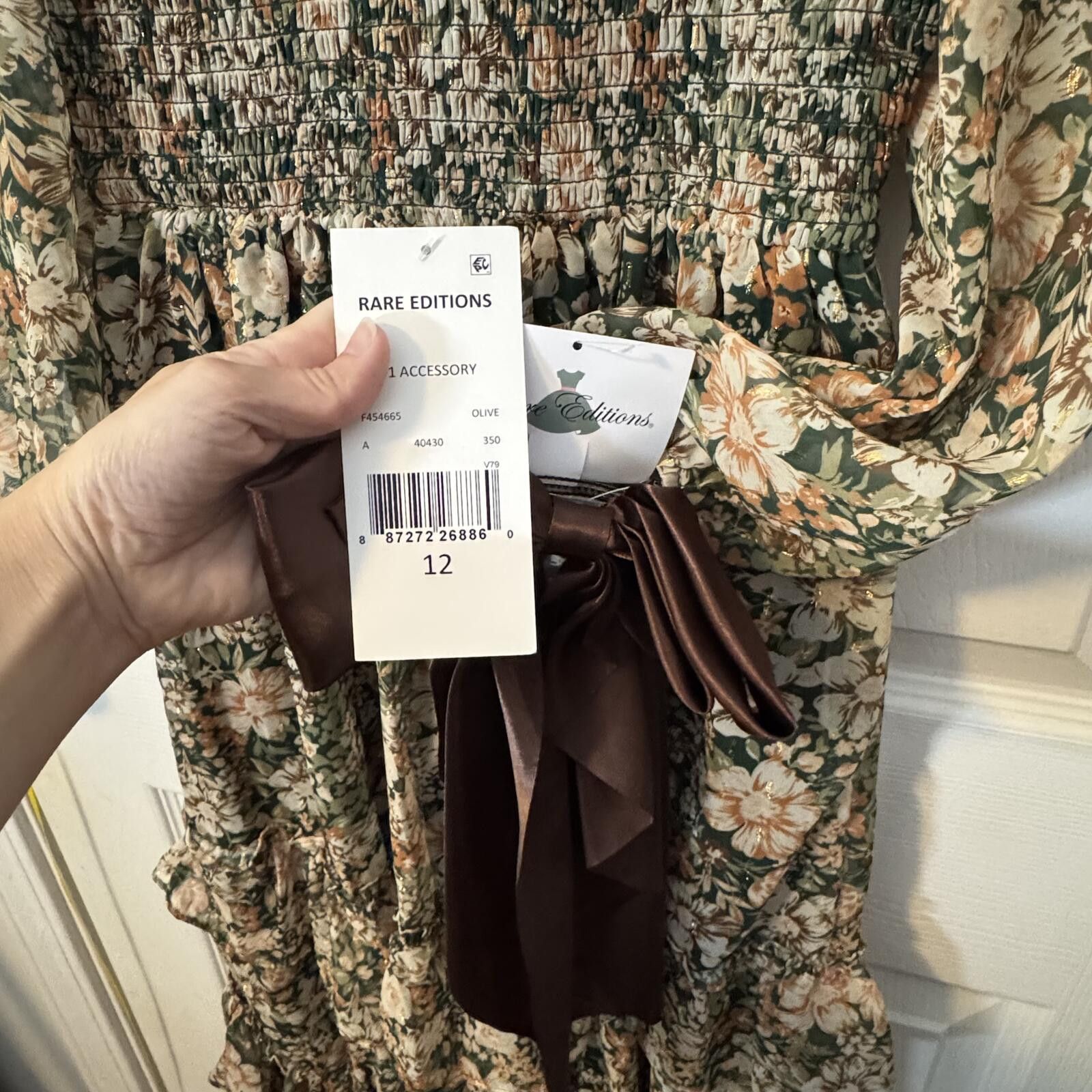 Other NWT Rare Editions Size 12 Olive Floral Dress Size ONE SIZE - 3 Thumbnail