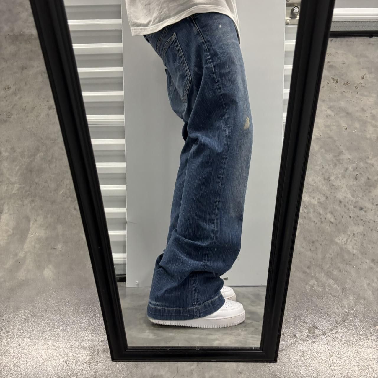 Japanese Brand × Vintage Crazy Vintage Y2K/2000s Dark Blue Wash Bootcut Streetwear Denim Jeans! Size US 34 / EU 50 - 2 Thumbnail