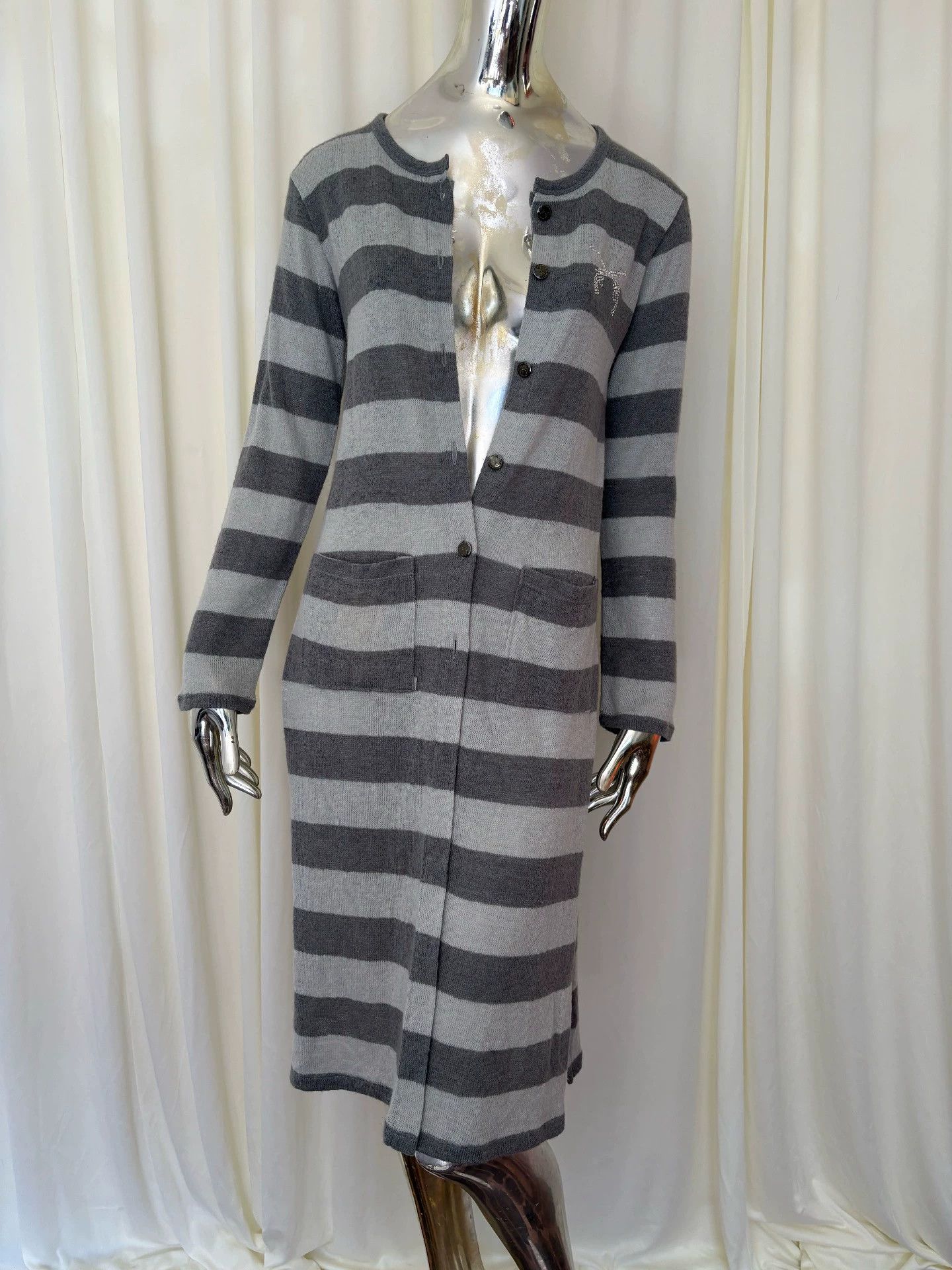 roarguns roarguns rhinestone striped wool cardigan size 1 excellent Size S / US 4 / IT 40 - 2 Thumbnail