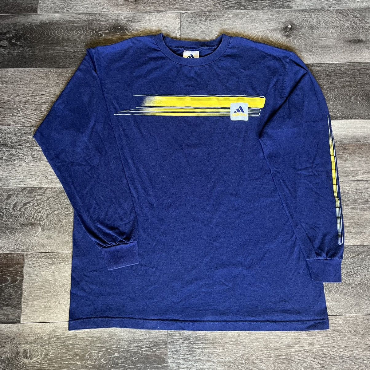 Adidas × Vintage Vintage 2000s Adidas Cyber Y2K Striped Logo Longsleeve Tee Size US XL / EU 56 / 4 - 1 Thumbnail