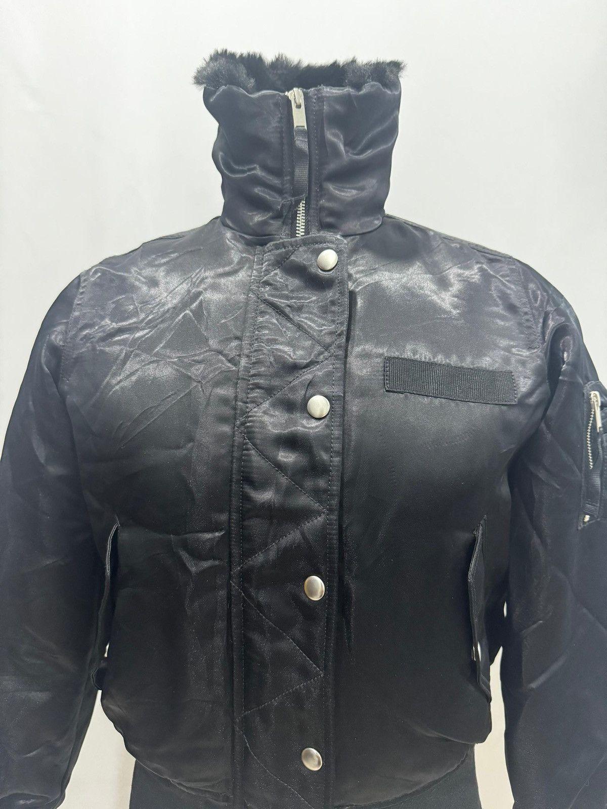 Gap GAP Black Faux Fur Lined Bomber Jacket Size XS / US 0-2 / IT 36-38 - 3 Thumbnail
