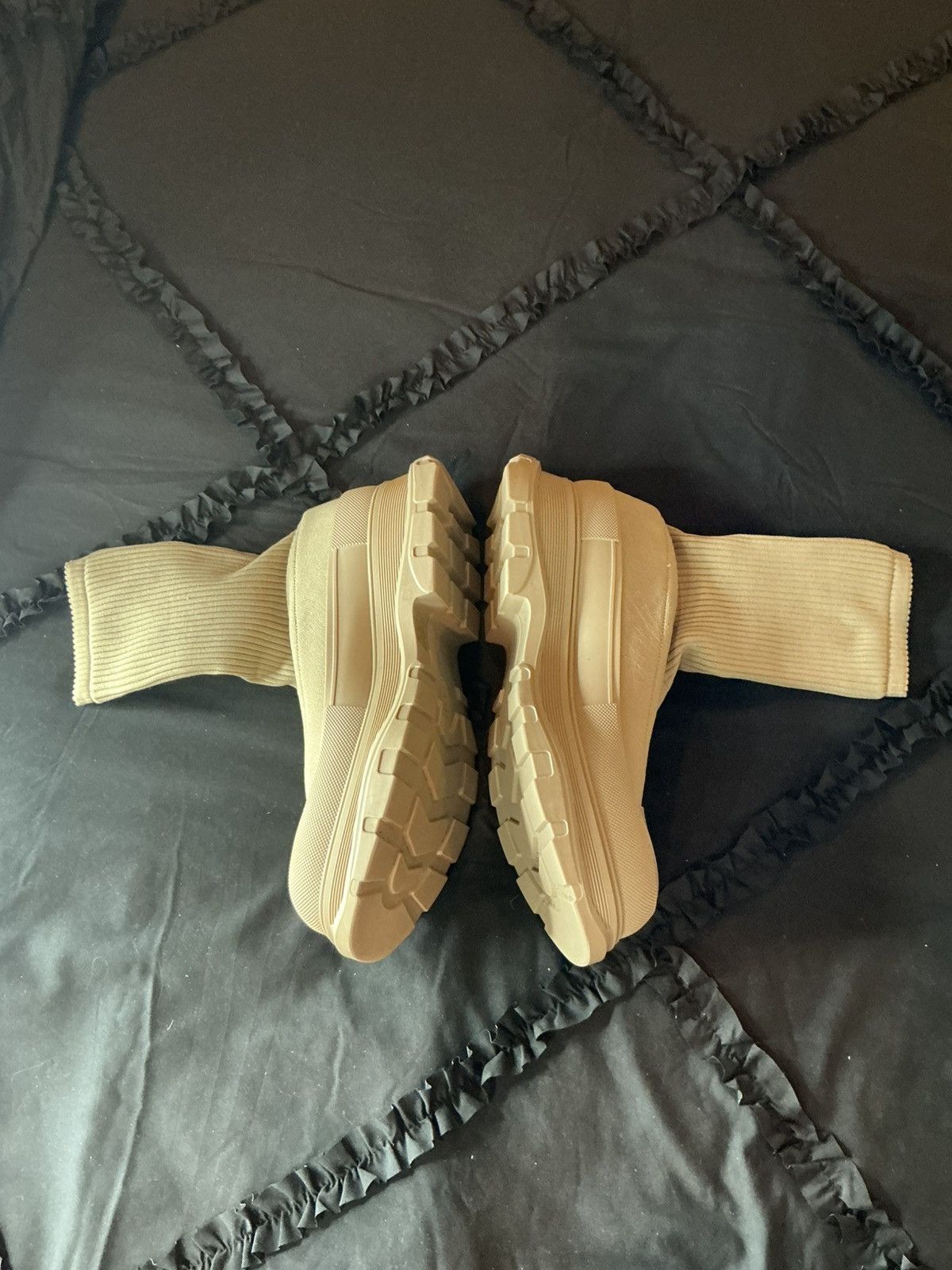 Alexander McQueen Alexander McQueen Tread Slick Sock Boots — Beige/Black Logo Size US 12 / EU 45 - 5 Thumbnail