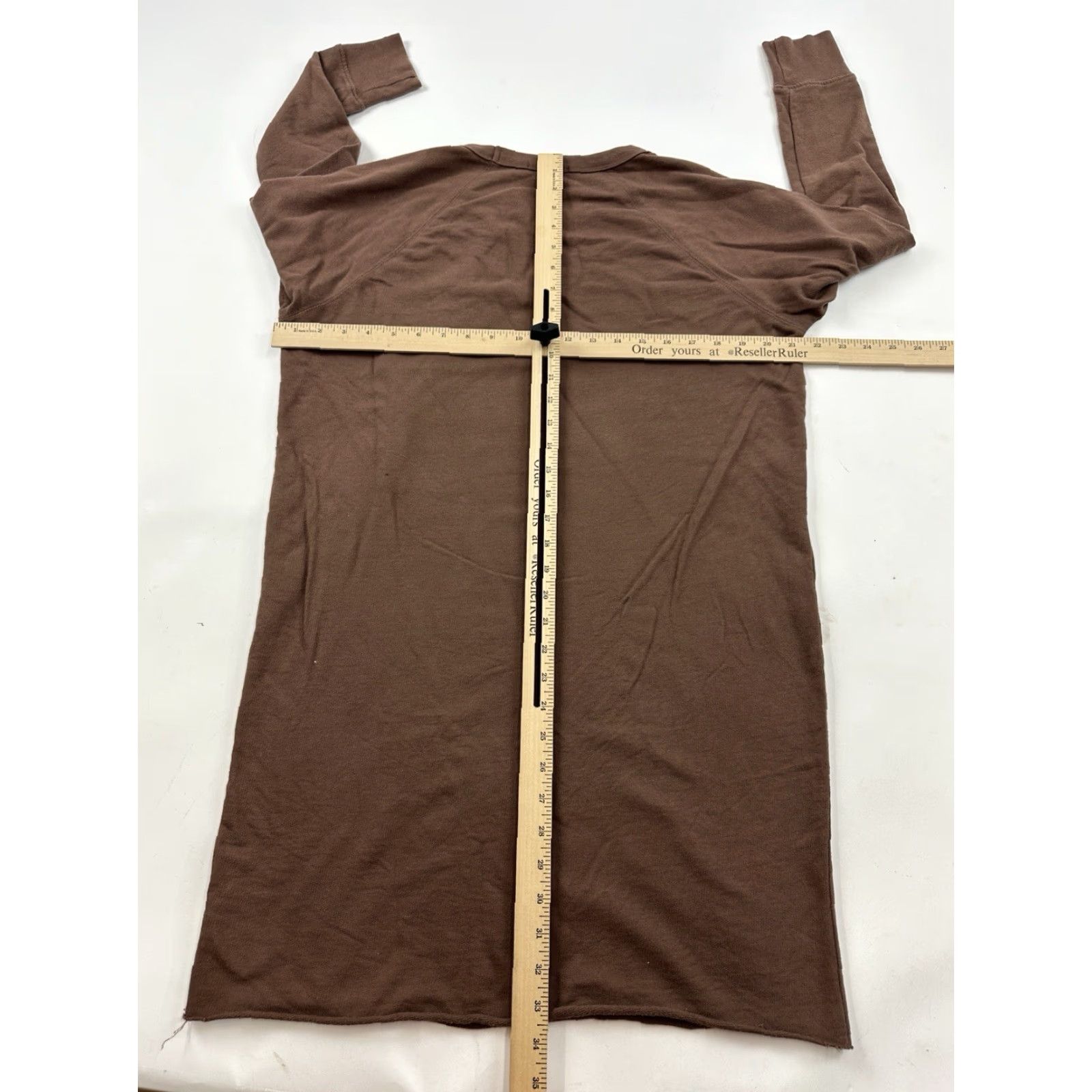James Perse James Perse Dress Womens 1 Brown Long Sleeve Midi French Terry Raw Hem Bodycon Size XS / US 0-2 / IT 36-38 - 5 Thumbnail