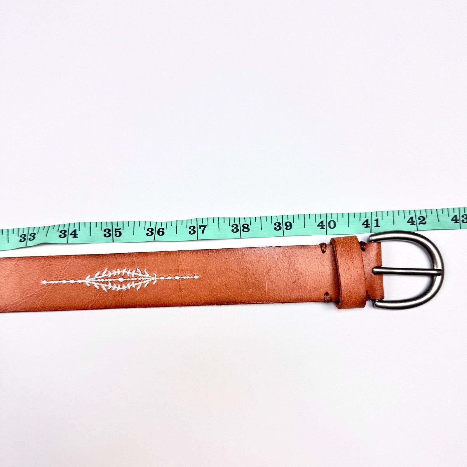Vintage Vintage Womens Leather Belt Boho Brown Embroidered Arrows Size ONE SIZE - 7 Thumbnail