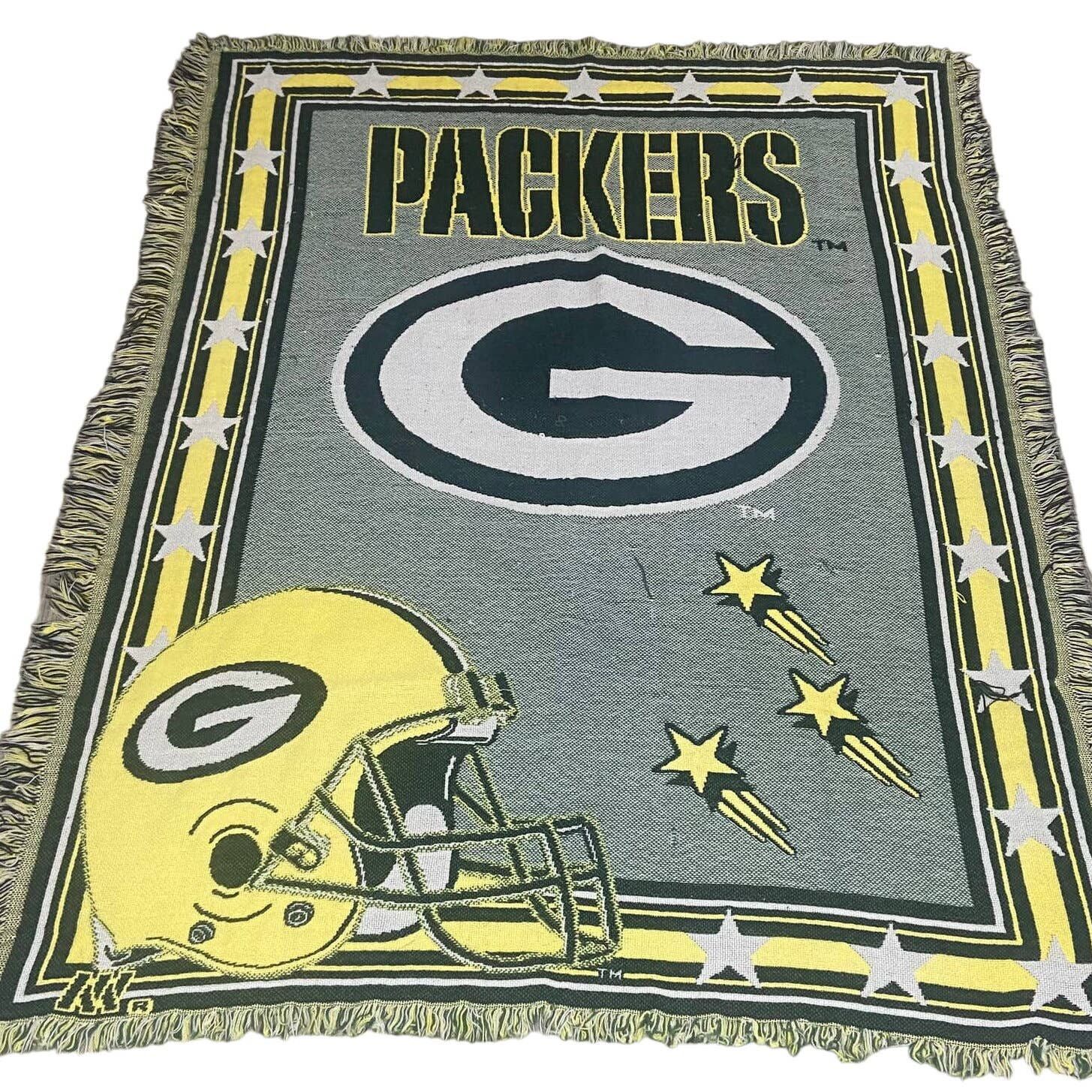 Vintage Green Bay Packers Woven Throw Blanket-Tapestry 52x40 Fan  Decoration