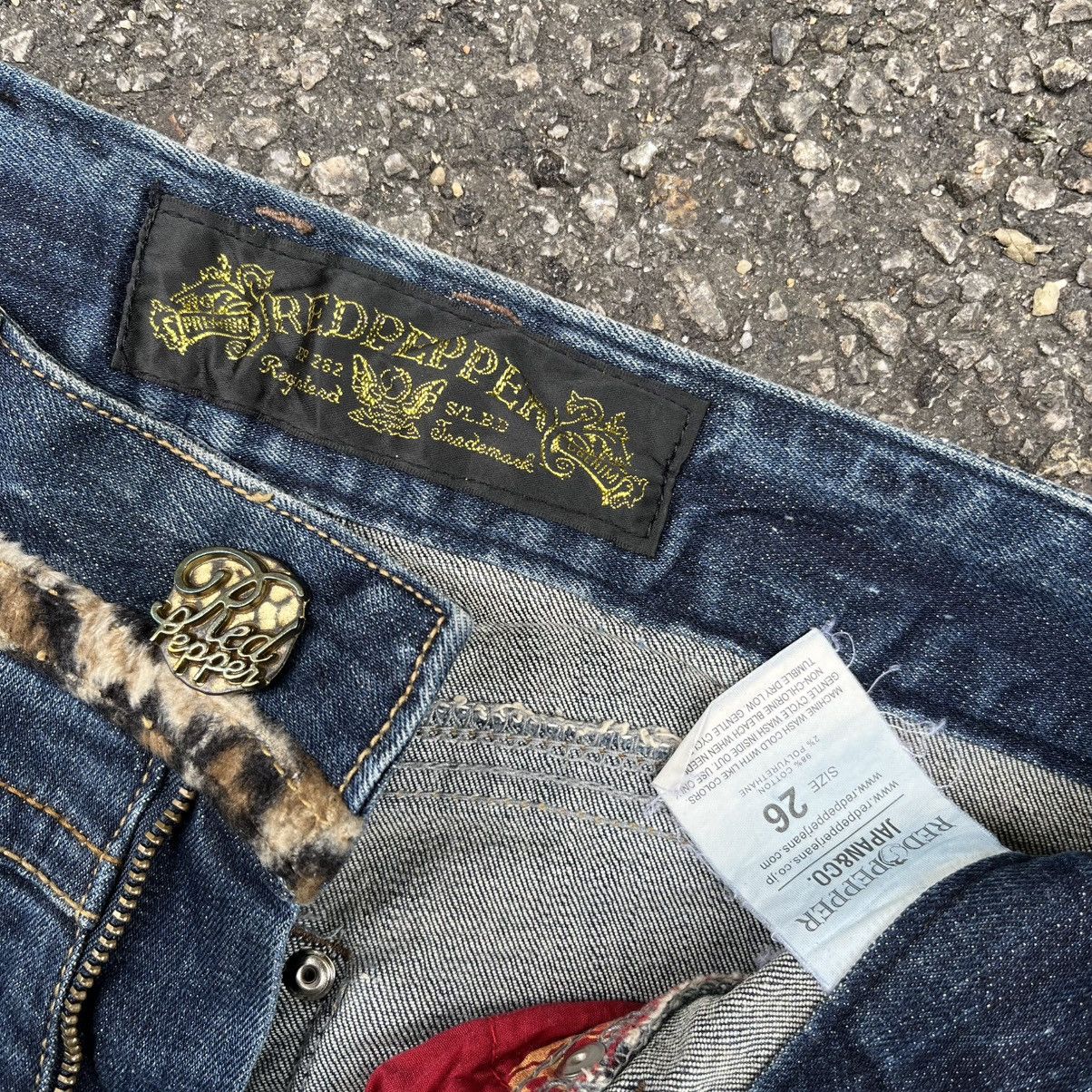 Hysteric Glamour Japanese Red Pepper Jeans Studded Leopard Fax Fur Denim Size 26" / US 2 / IT 38 - 9 Thumbnail