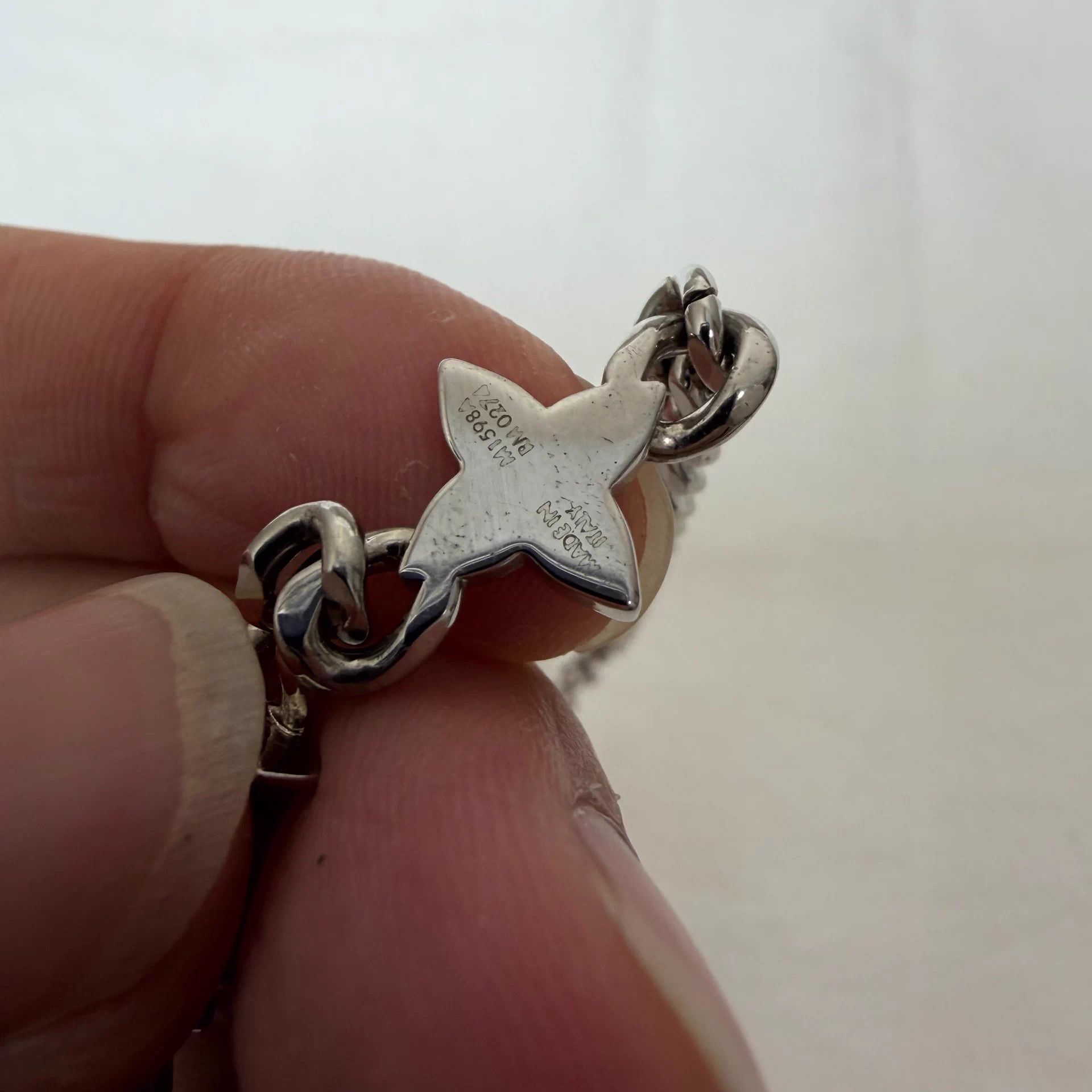 LOUIS VUITTON Monogram Floral Silver/Orange Bracelet