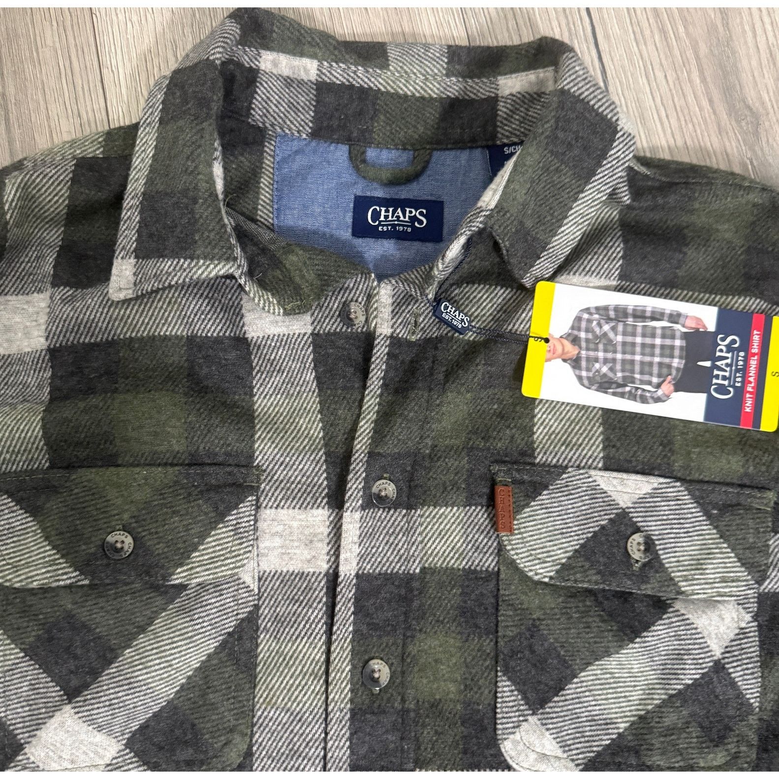 Other Chaps Knit Flannel Shirt Button Up Stretch Green Small Size US S / EU 44-46 / 1 - 4 Thumbnail