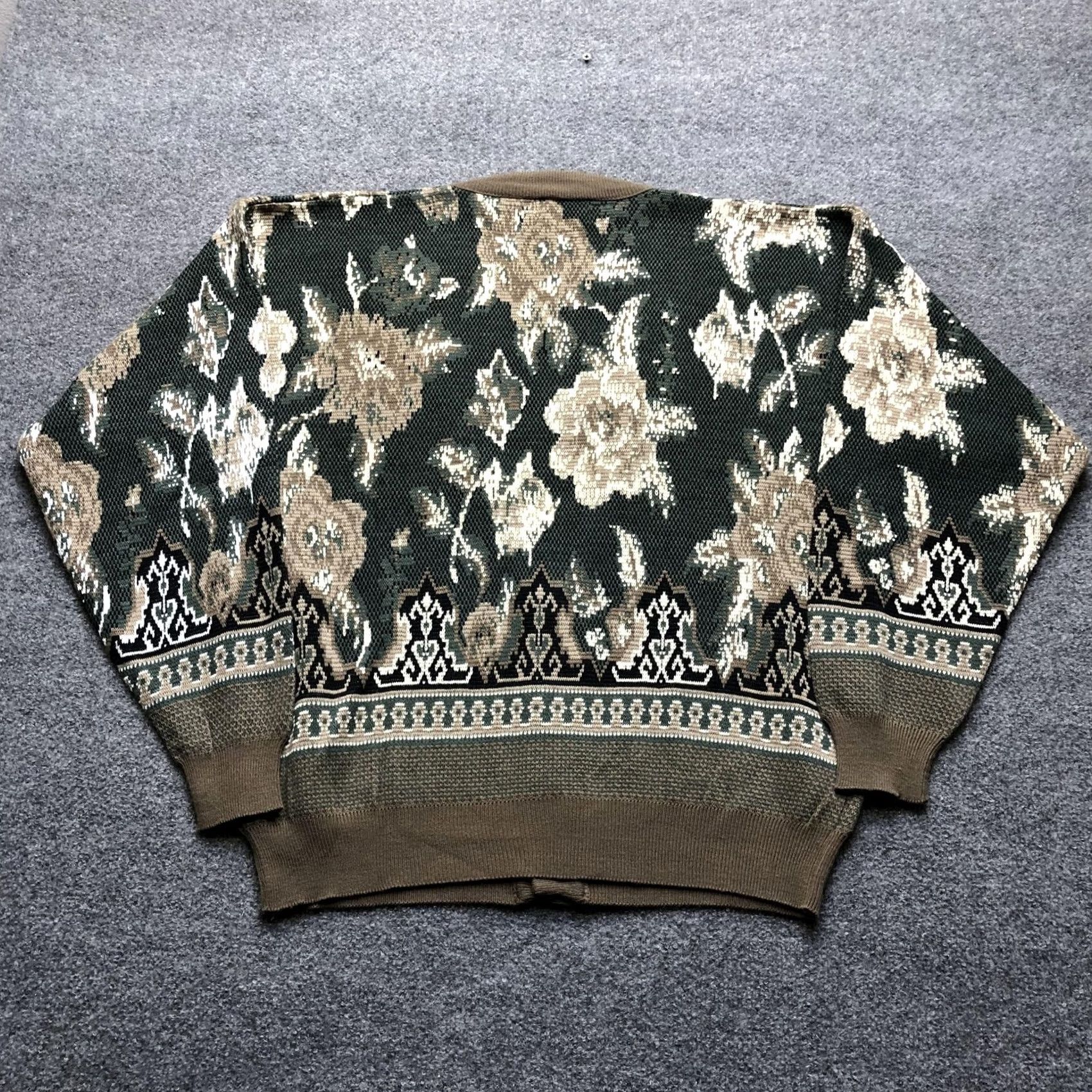 Vintage VINTAGE SCUSA Cardigan Sweater Womens L Green Floral Knit Button Up Size L / US 10 / IT 46 - 6 Thumbnail