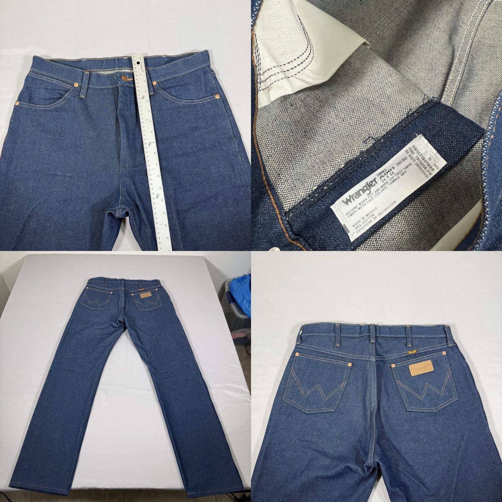 Wrangler Wrangler Jeans Adult 34x34 Blue Denim Straight 100% Cotton Zipper Five-Pocket Cowboys & Western Mens Size US 34 / EU 50 - 8 Thumbnail