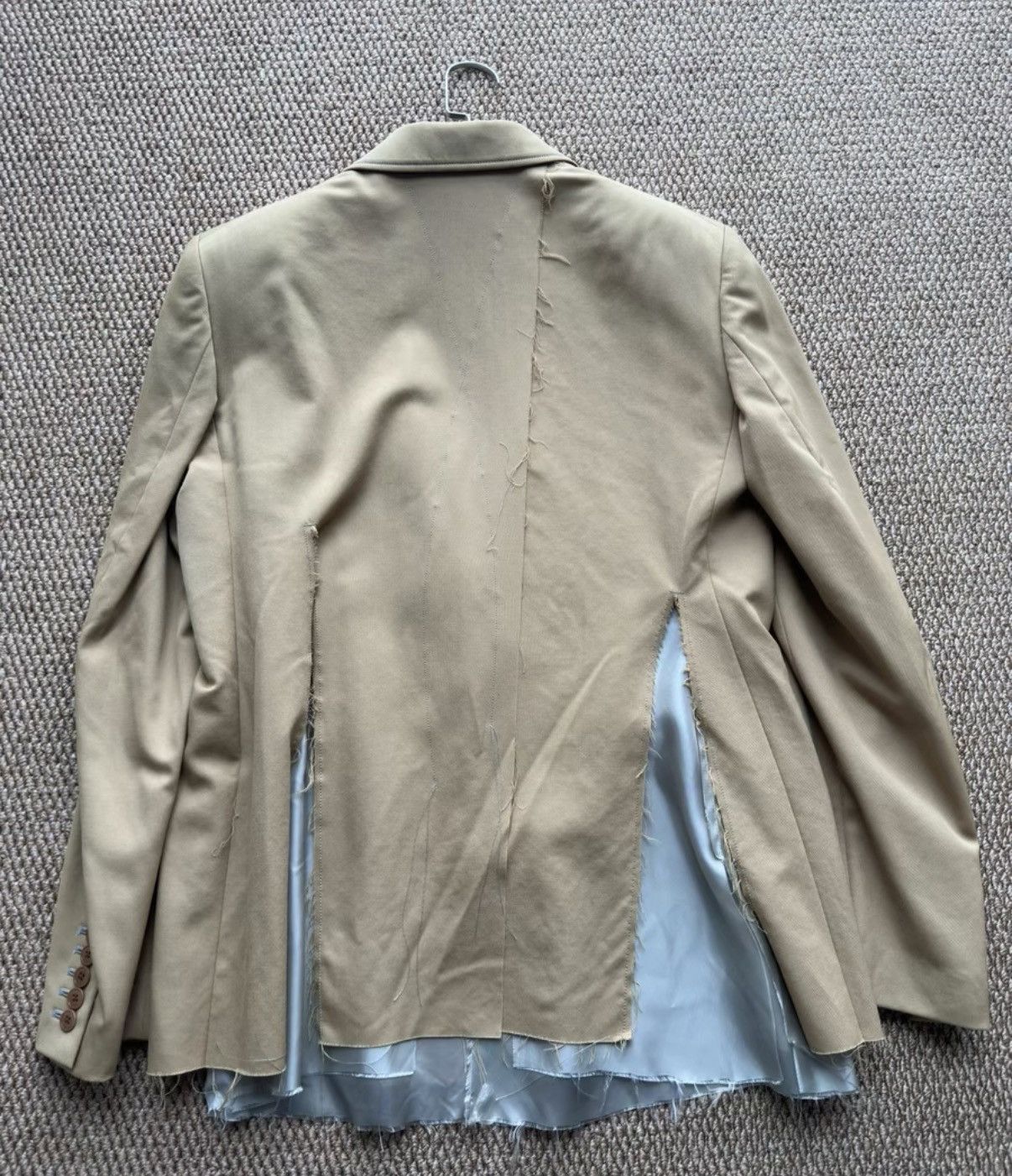 Sulvam Sulvam Khaki Deconstructed Blazer with Raw Edges K23 Size US M / EU 48-50 / 2 - 6 Thumbnail