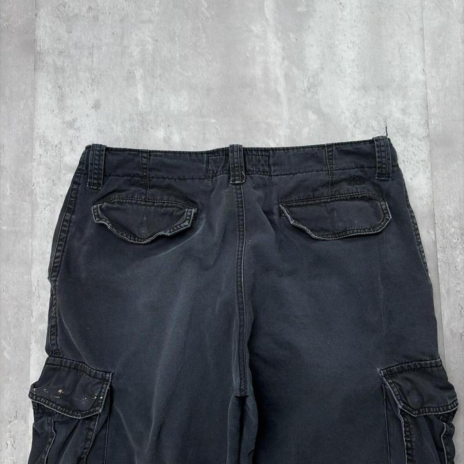 Aeropostale Y2K Black Aeropostale Grunge Baggy Faded Skater Cargo Shorts Size US 36 / EU 52 - 3 Thumbnail