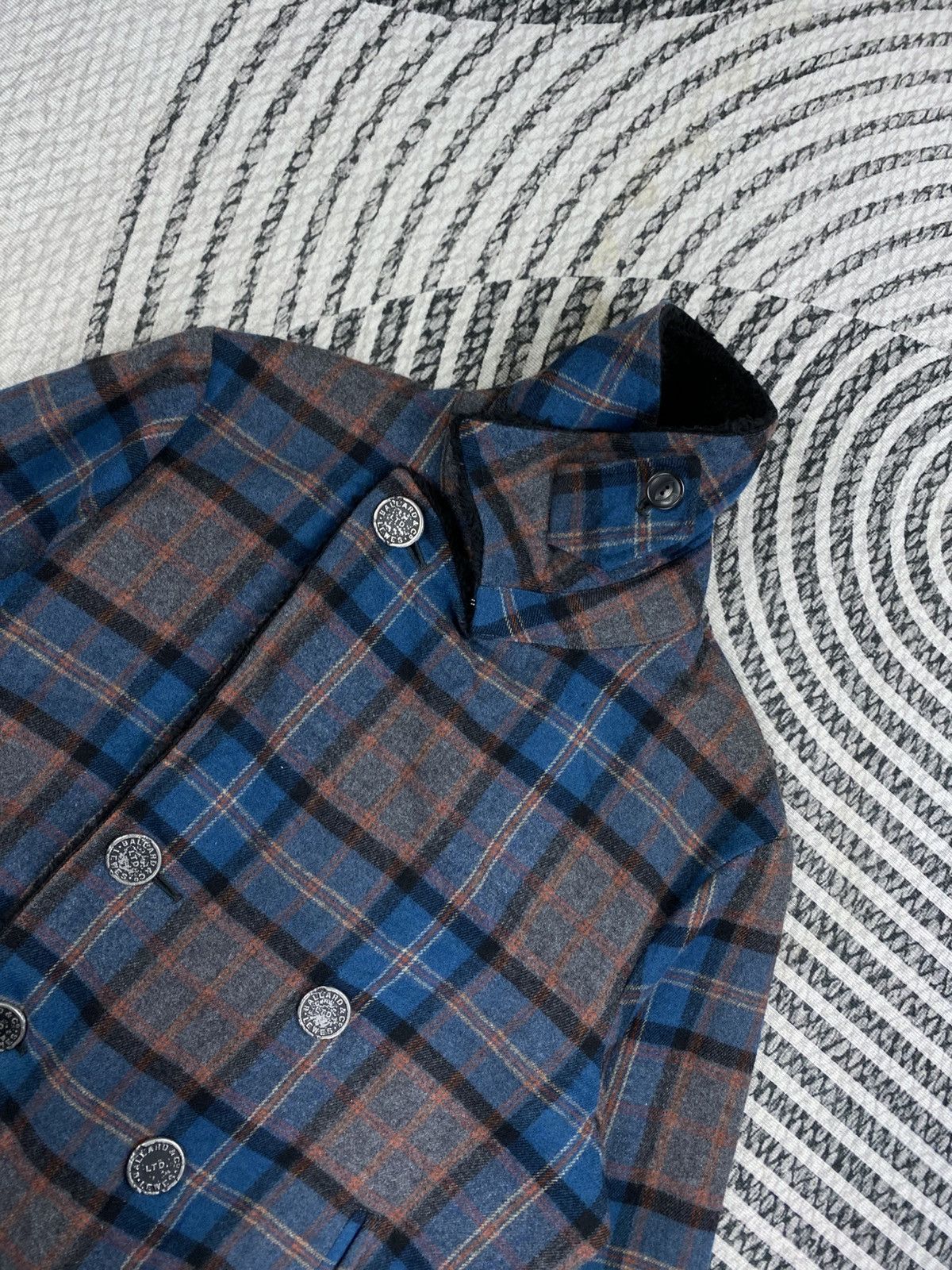 Japanese Brand Vtg Low Hurtz Blue & Grey Wool Plaid Sherpa Collar Jacket Size US M / EU 48-50 / 2 - 9 Thumbnail