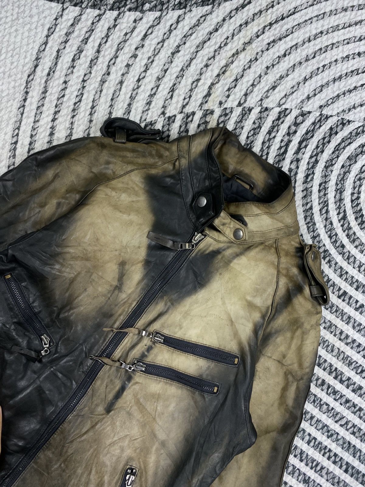 If Six Was Nine Bounce Over Multipocket Punk Acid Wash Leather Jacket Size US S / EU 44-46 / 1 - 7 Thumbnail