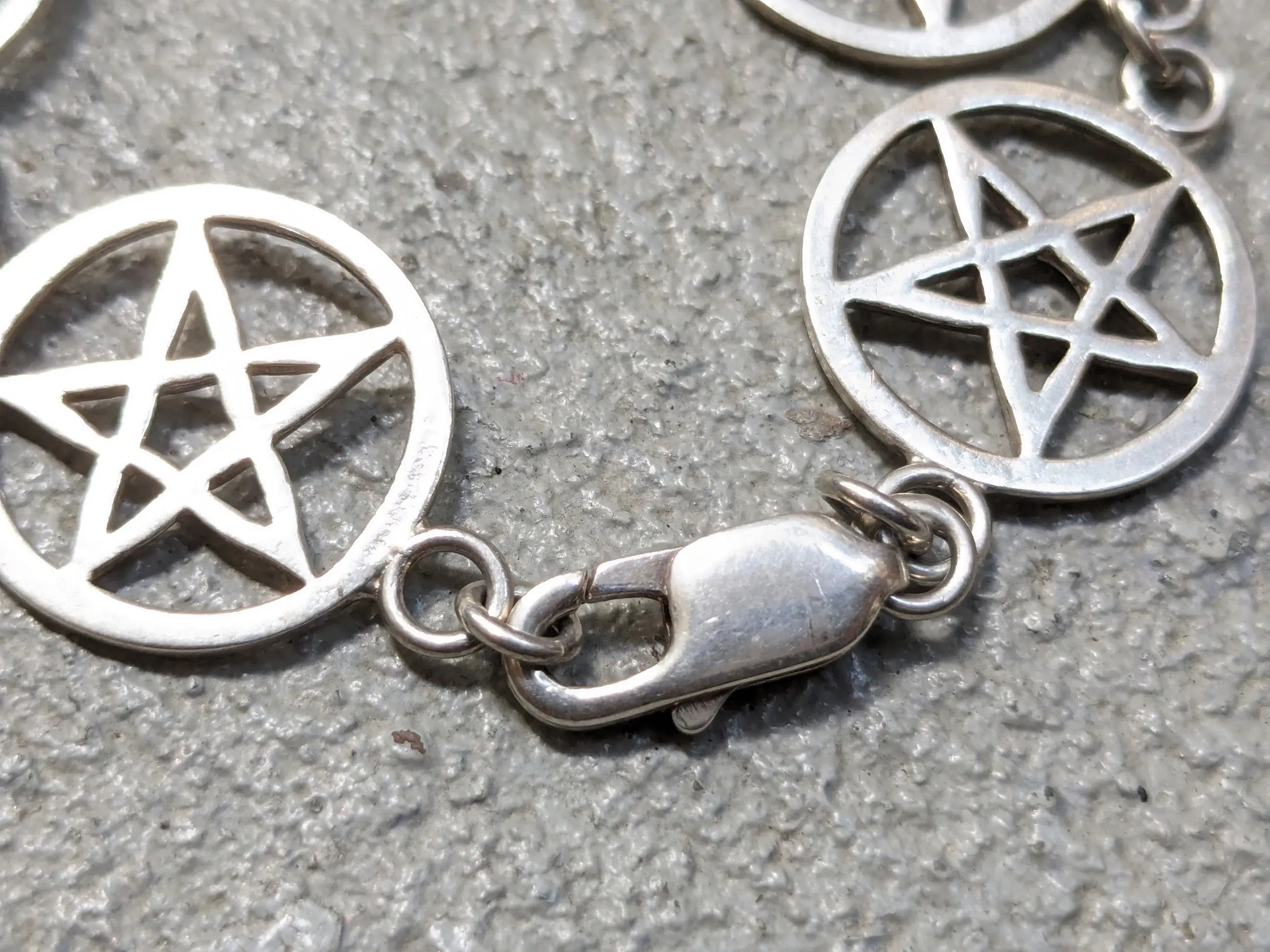 Sterling Silver × Vintage Vintage Sterling Silver Bracelet Star Pentagram Biker Punk Size ONE SIZE - 6 Thumbnail