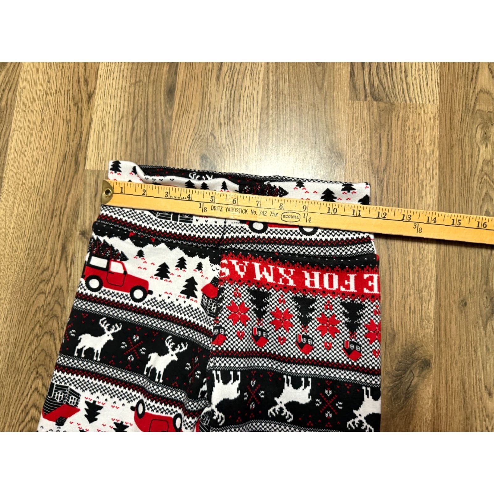 Vintage No Boundaries Leggings, Women’s Small, Black Red White Holiday Winter Lined Ankled Size 28" / US 6 / IT 42 - 7 Thumbnail