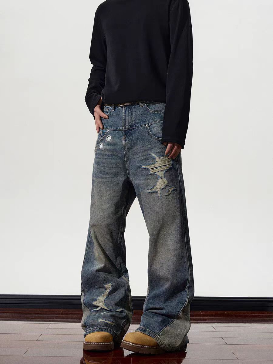 Japanese Brand × Jean High Street Deconstructed Straight Leg Micro Flare Jeans Size US 34 / EU 50 - 2 Thumbnail