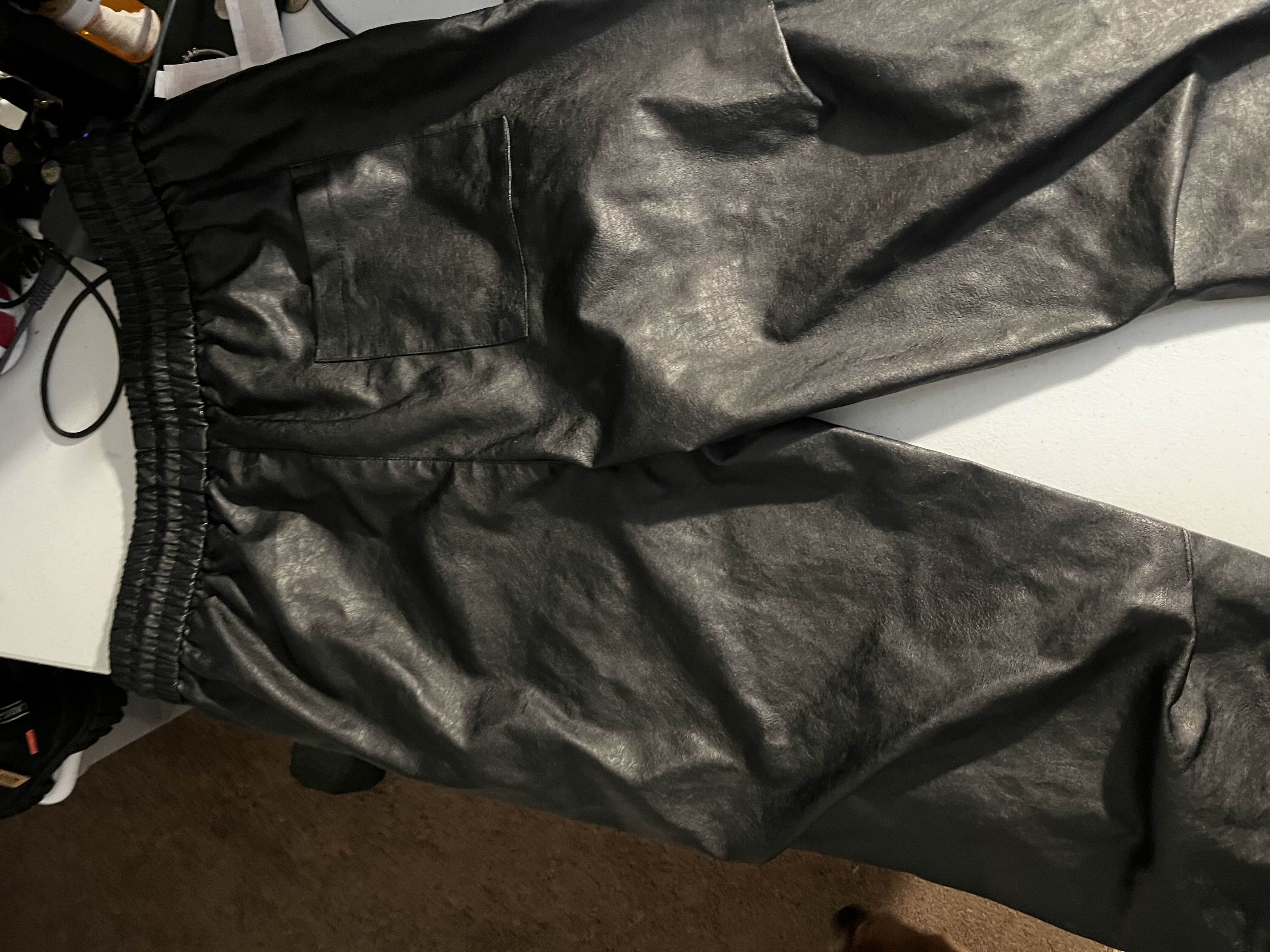 Other Men's Chic Loose Fit Faux Leather Pants, Streetwear Size US 32 / EU 48 - 1 Thumbnail