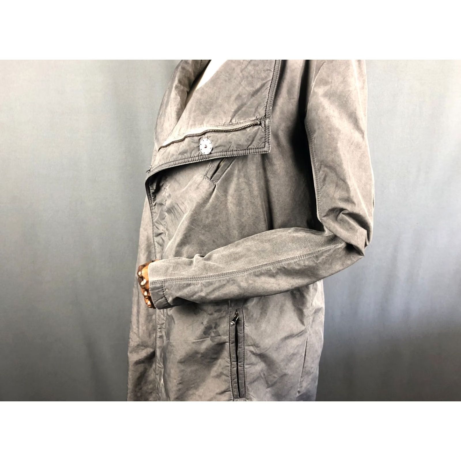 Vintage TR-900 Transit Par Such Full Zip Asymmetric Trench Coat Polyester Gray Women Size ONE SIZE - 7 Thumbnail