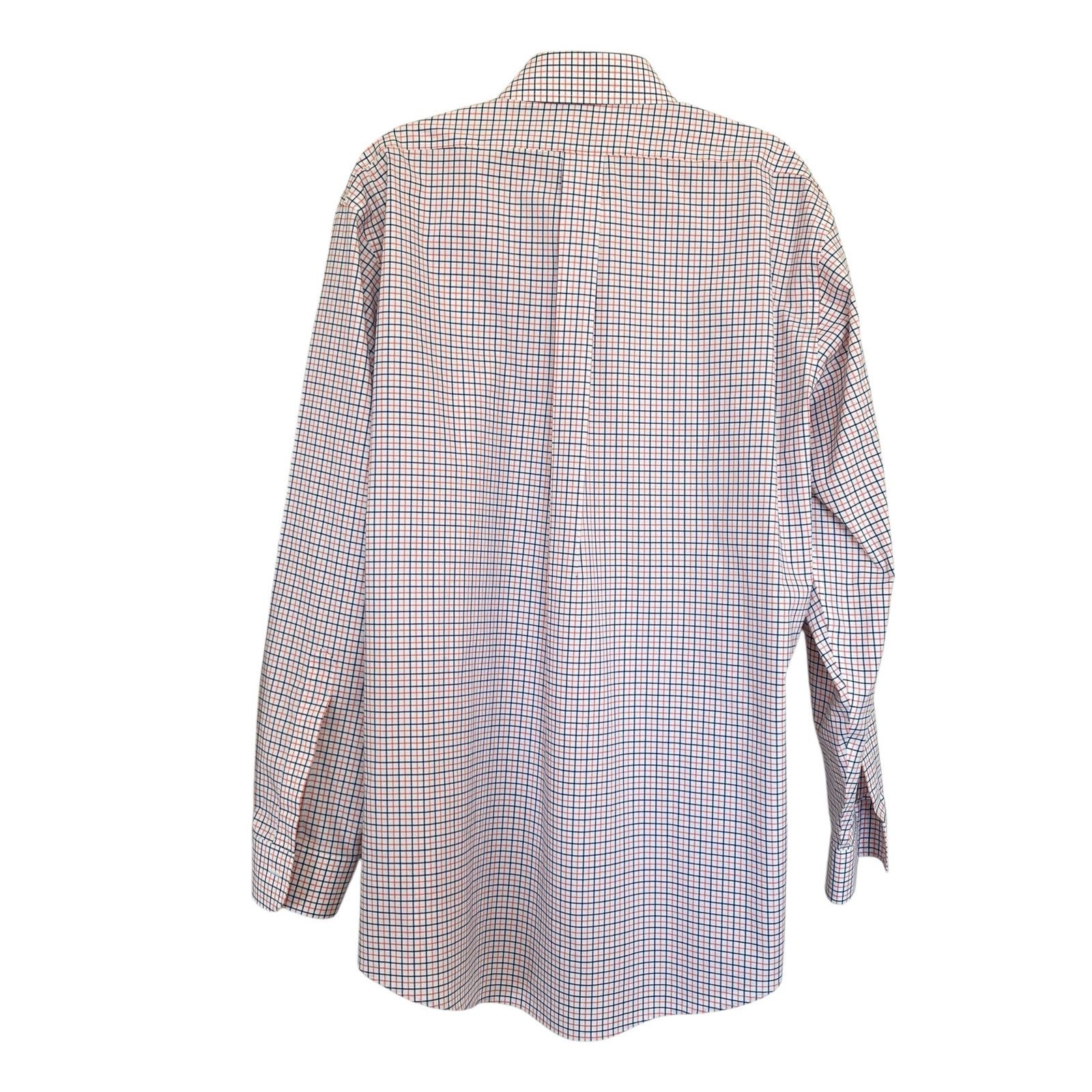 Brooks Brothers Brooks Brothers White Navy Orange Plaid Check Dress Shirt Size US L / EU 52-54 / 3 - 2 Thumbnail