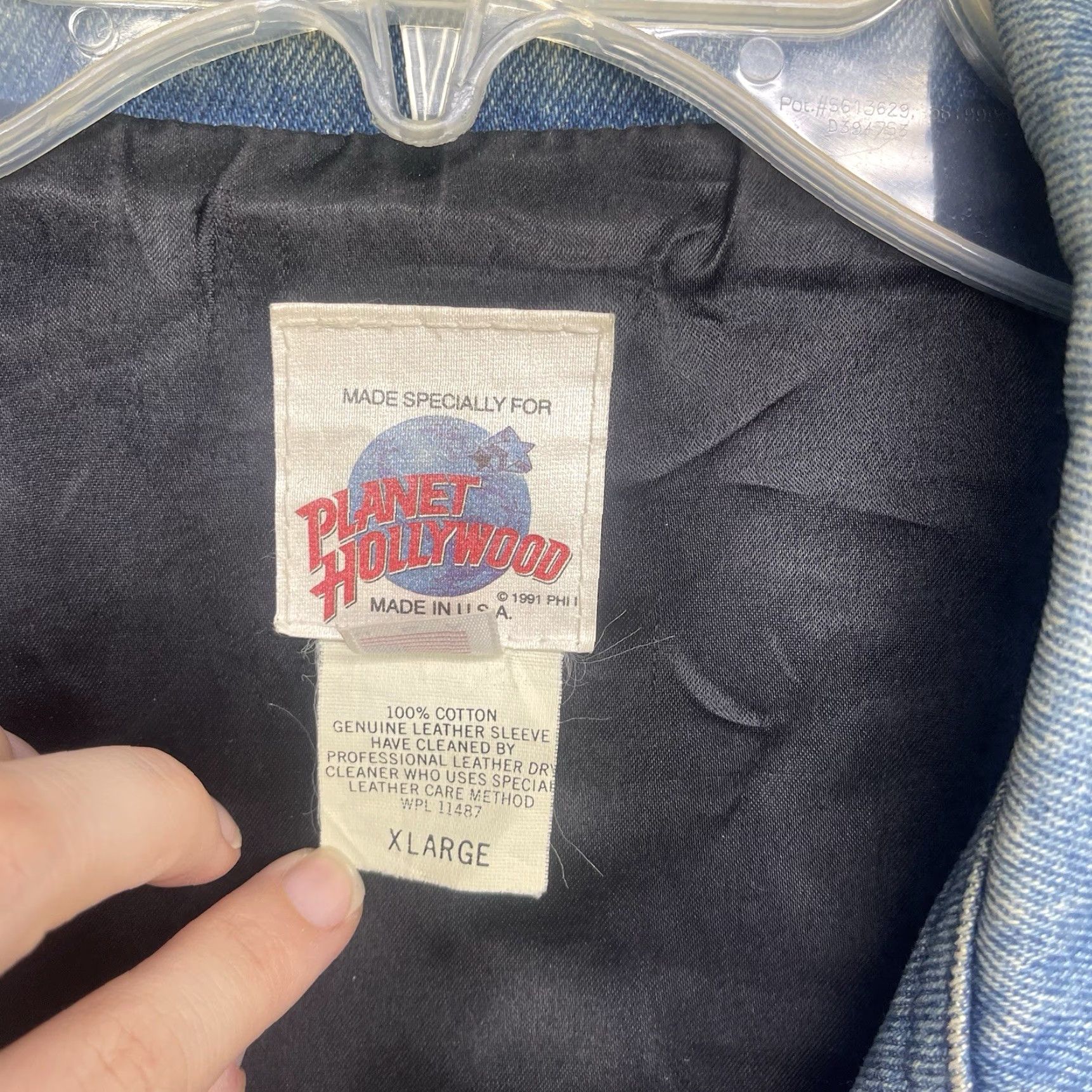 Planet Hollywood Planet Hollywood Jacket Mens XL Denim Leather USA Blue 90s Disney Punk Grunge Varsity Jacket Kid? Size US XL / EU 56 / 4 - 2 Thumbnail