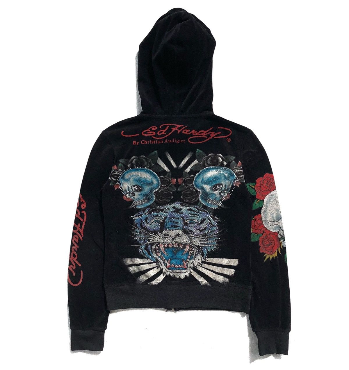 Ed Hardy Ed Hardy By Christian Audigier Velvet Zip Hoodie Jacket Size S / US 4 / IT 40 - 3 Thumbnail