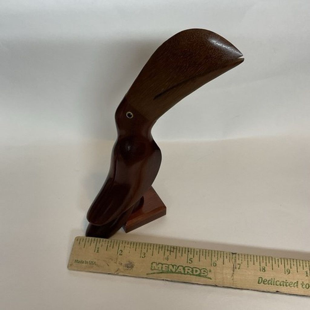 The Unbranded Brand VTG Brazil Wood Hand Carved Toucan Sculpture Glass Eyes 9.5” Size ONE SIZE - 4 Thumbnail