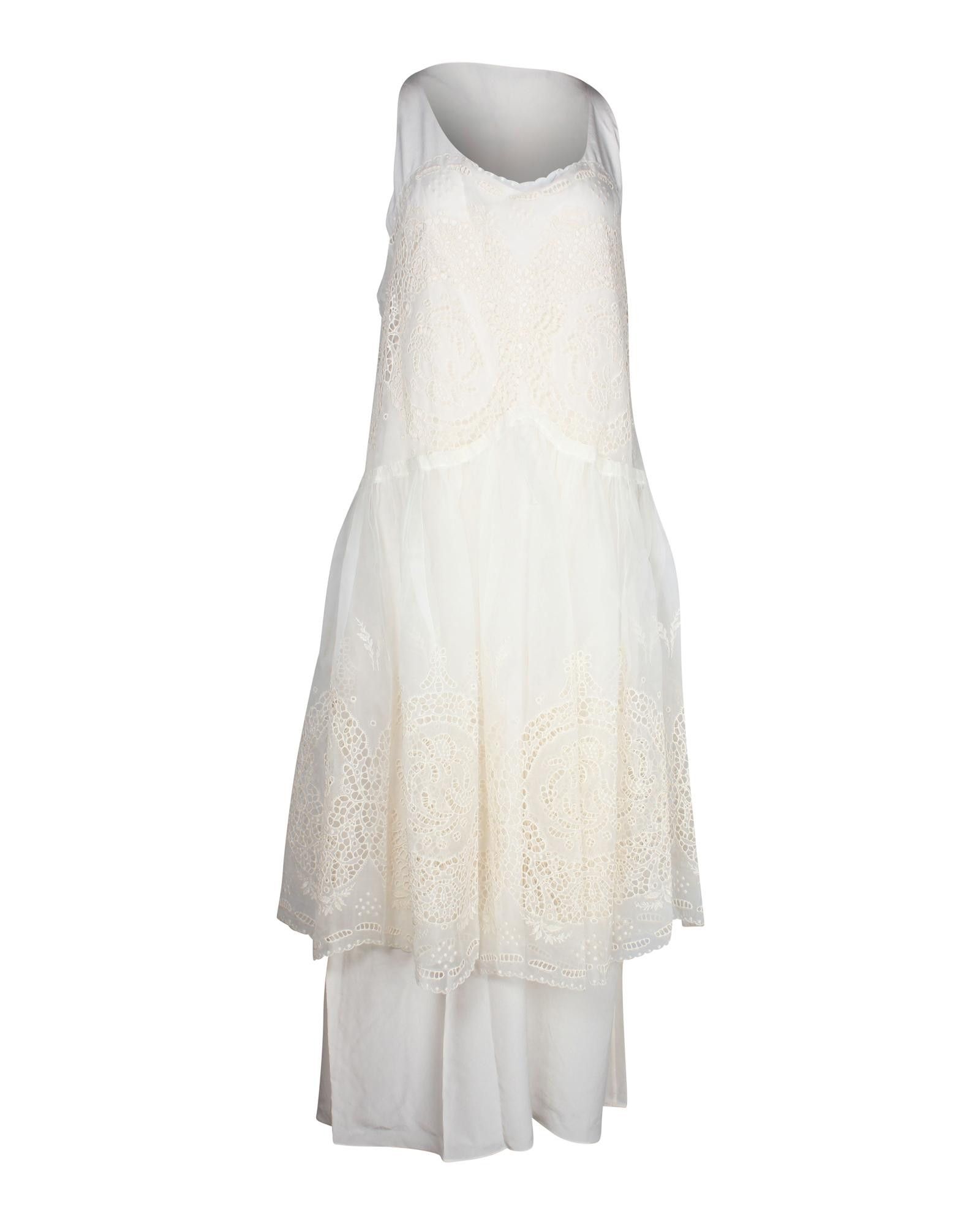 Image of Stella Mccartney Cream Embroidered Mesh-Overlay Midi Dress in White/Cream, Women's (Size XS)