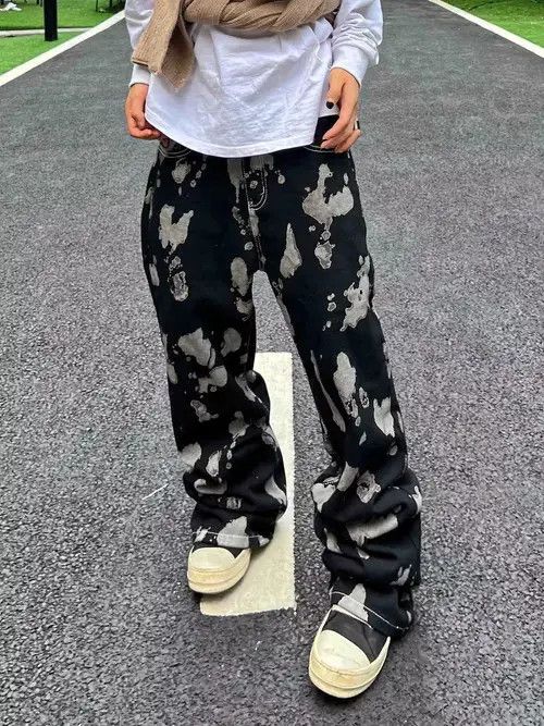 Designer × Vintage hiphop baggy flared splash paint pants Size US 34 / EU 50 - 1 Thumbnail