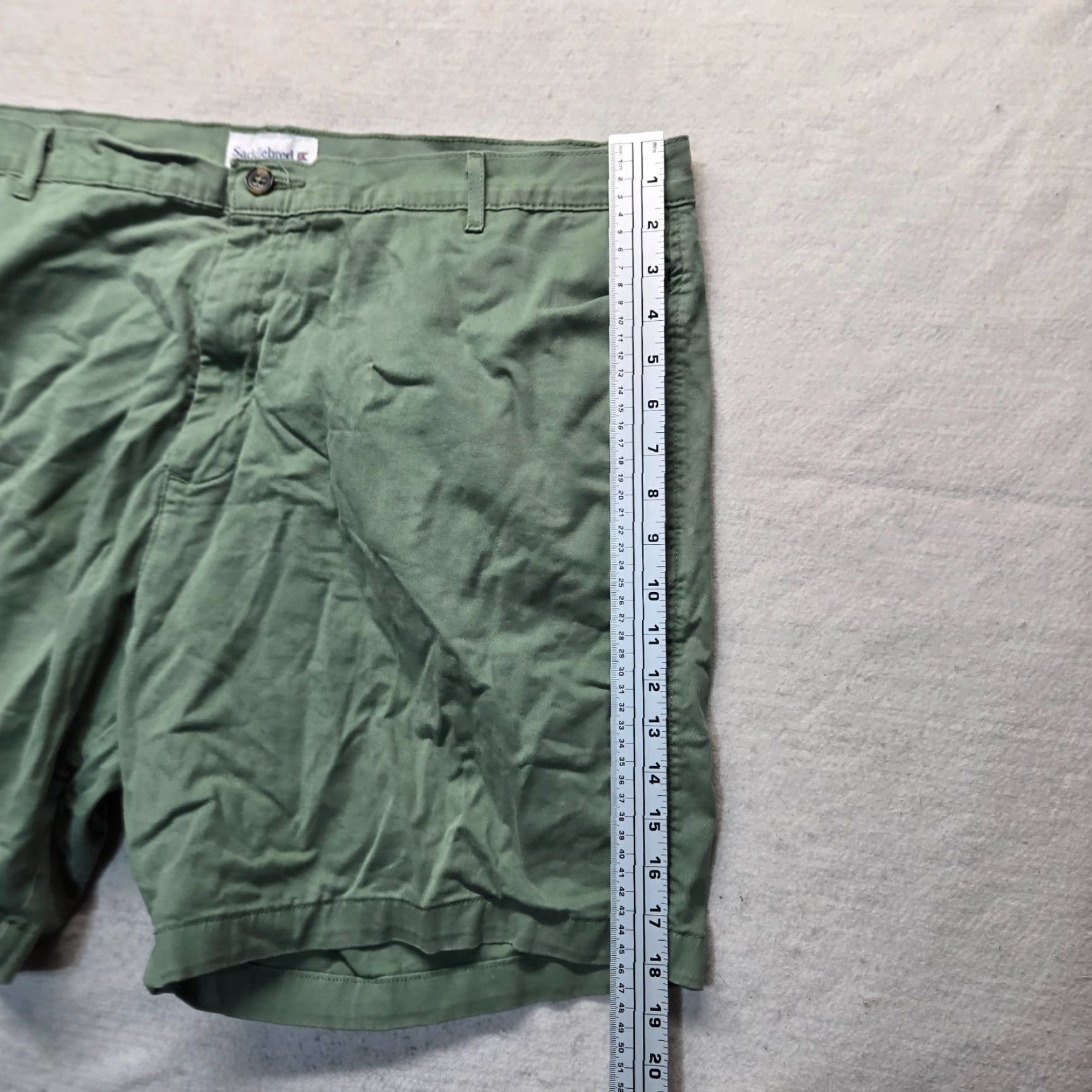 Vintage Saddlebred Mens Chino Shorts Flat Front Green 42 Casual Pockets Zipper Fly Cotton Size US 42 / EU 58 - 4 Thumbnail