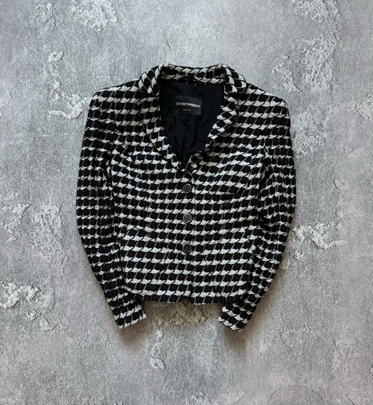 Vintage Emporio Armani 42 checkered black white blazer button jacket Size M / US 6-8 / IT 42-44 - 4 Thumbnail