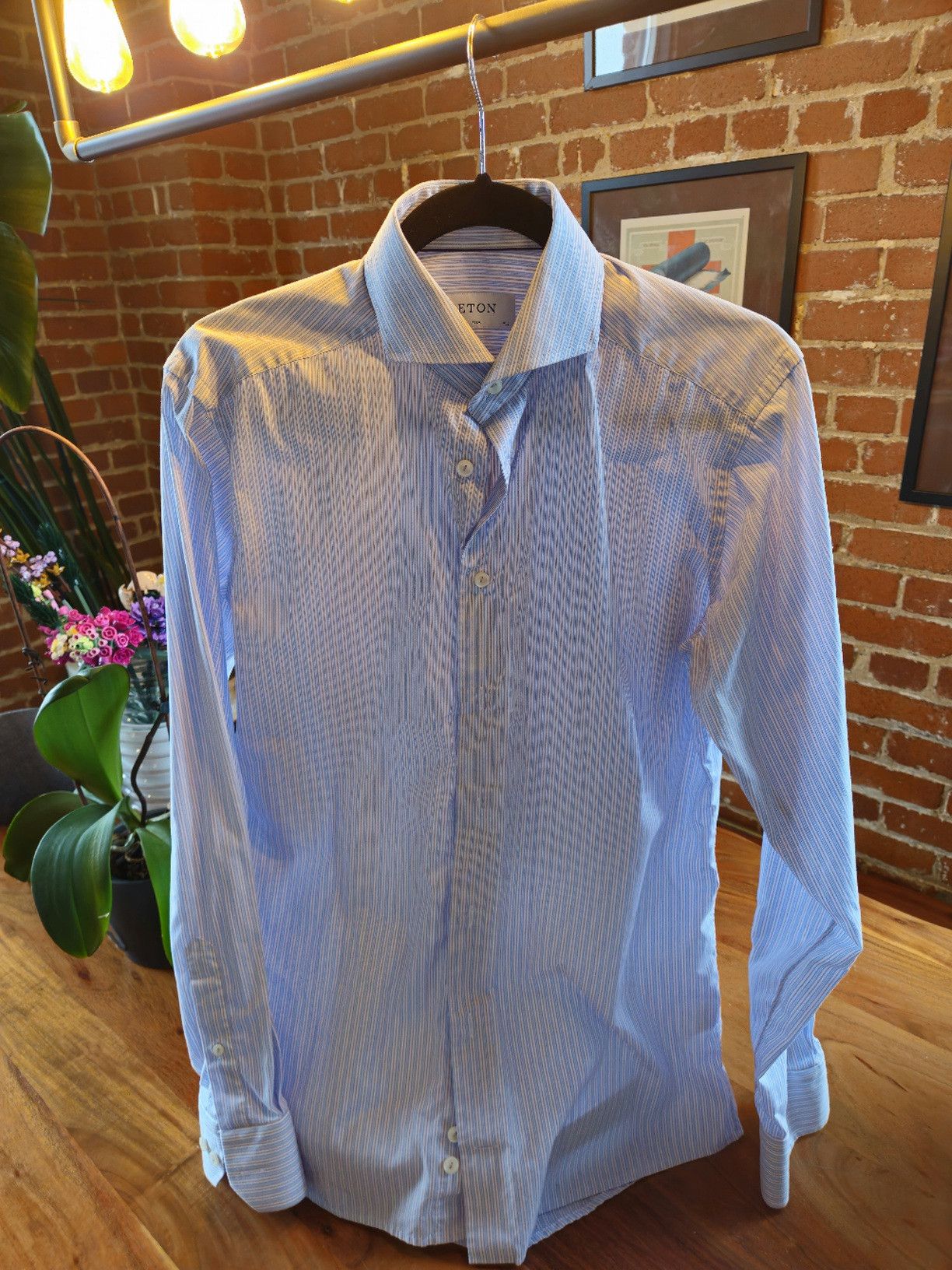 Eton 15.5 / 39 Eton Slim Fit Cotton Blue/Pink Stripe Dress Shirt Size US M / EU 48-50 / 2 - 1 Preview