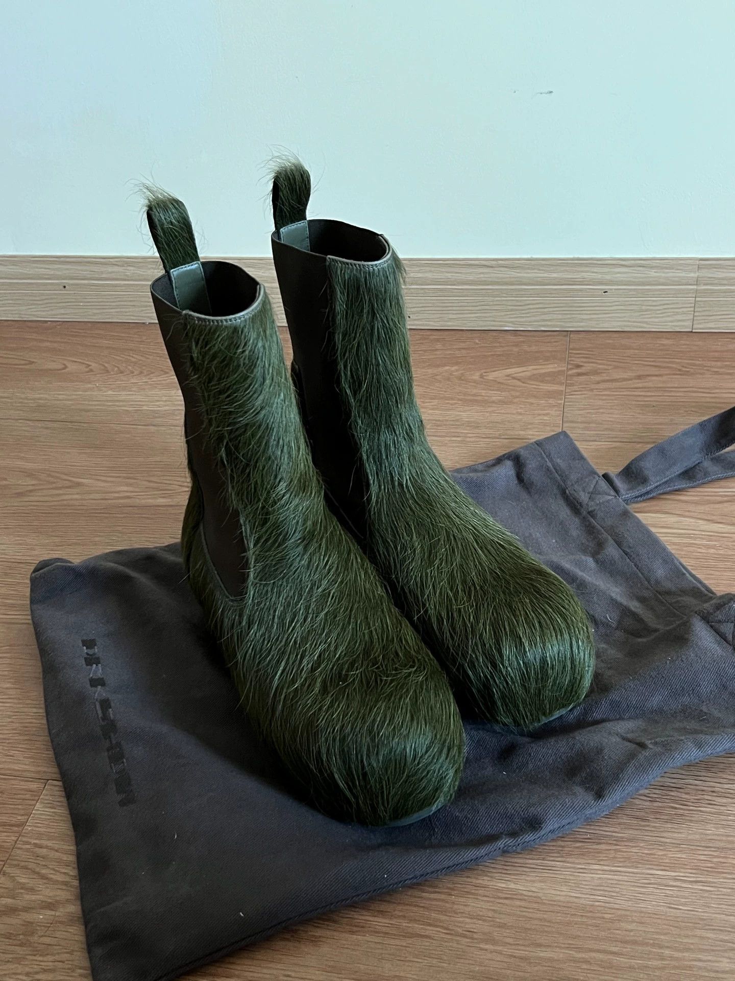 Rick Owens Rick Owens horsehair boots, green horsehair Size US 7 / EU 40 - 1 Thumbnail