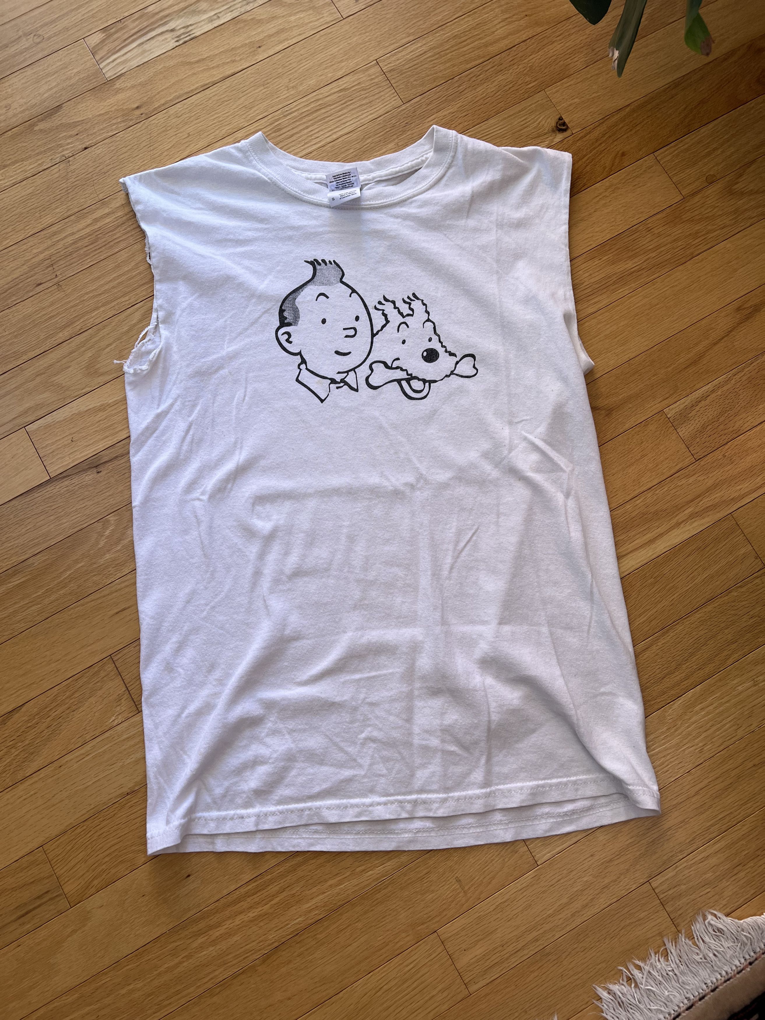 Vintage Vintage Tintin & Milou Cut-Off Tee Size US S / EU 44-46 / 1 - 1 Thumbnail