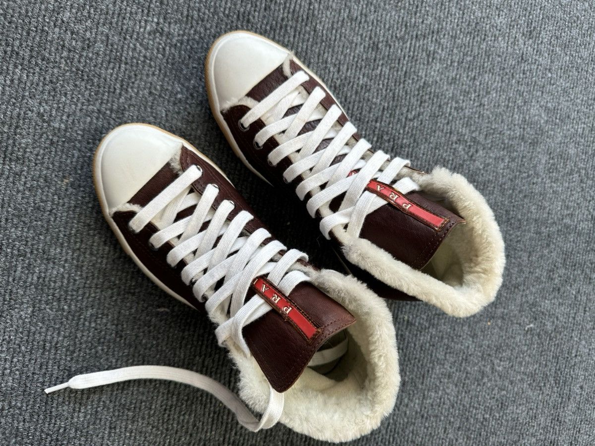Prada Prada leather high top fur lining warm sneakers shoes Size US 6 / IT 36 - 13 Thumbnail
