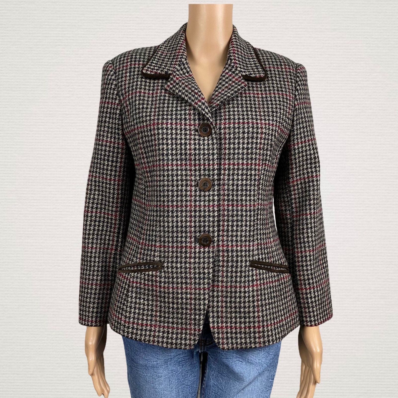 Other VTG David N Brown Herringbone Equestrian Blazer 6 Wool Size M / US 6-8 / IT 42-44 - 1 Thumbnail