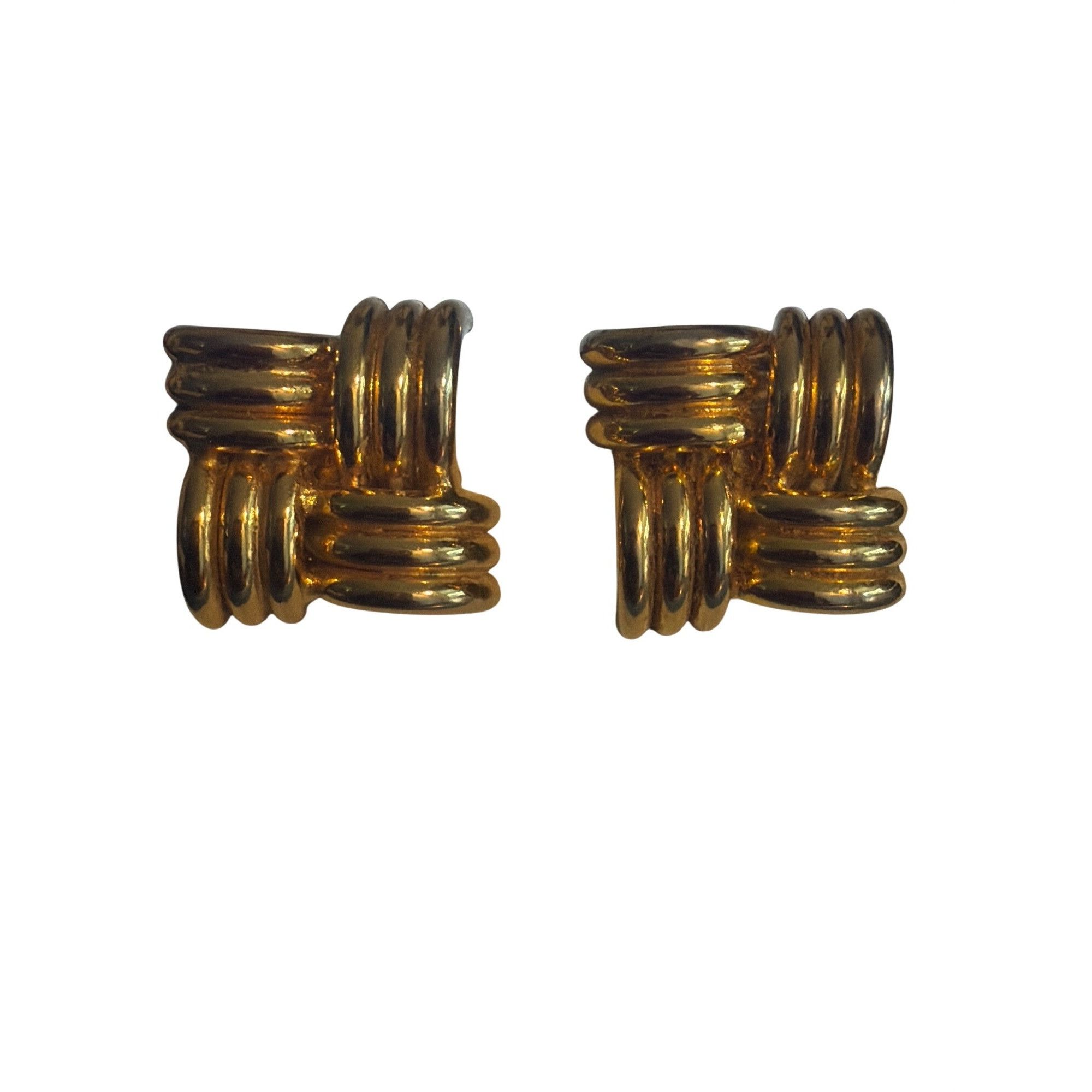 Liz Claiborne Vintage Liz Claiborne Gold Tone Clip On Earrings Basket Weav Size ONE SIZE - 1 Thumbnail