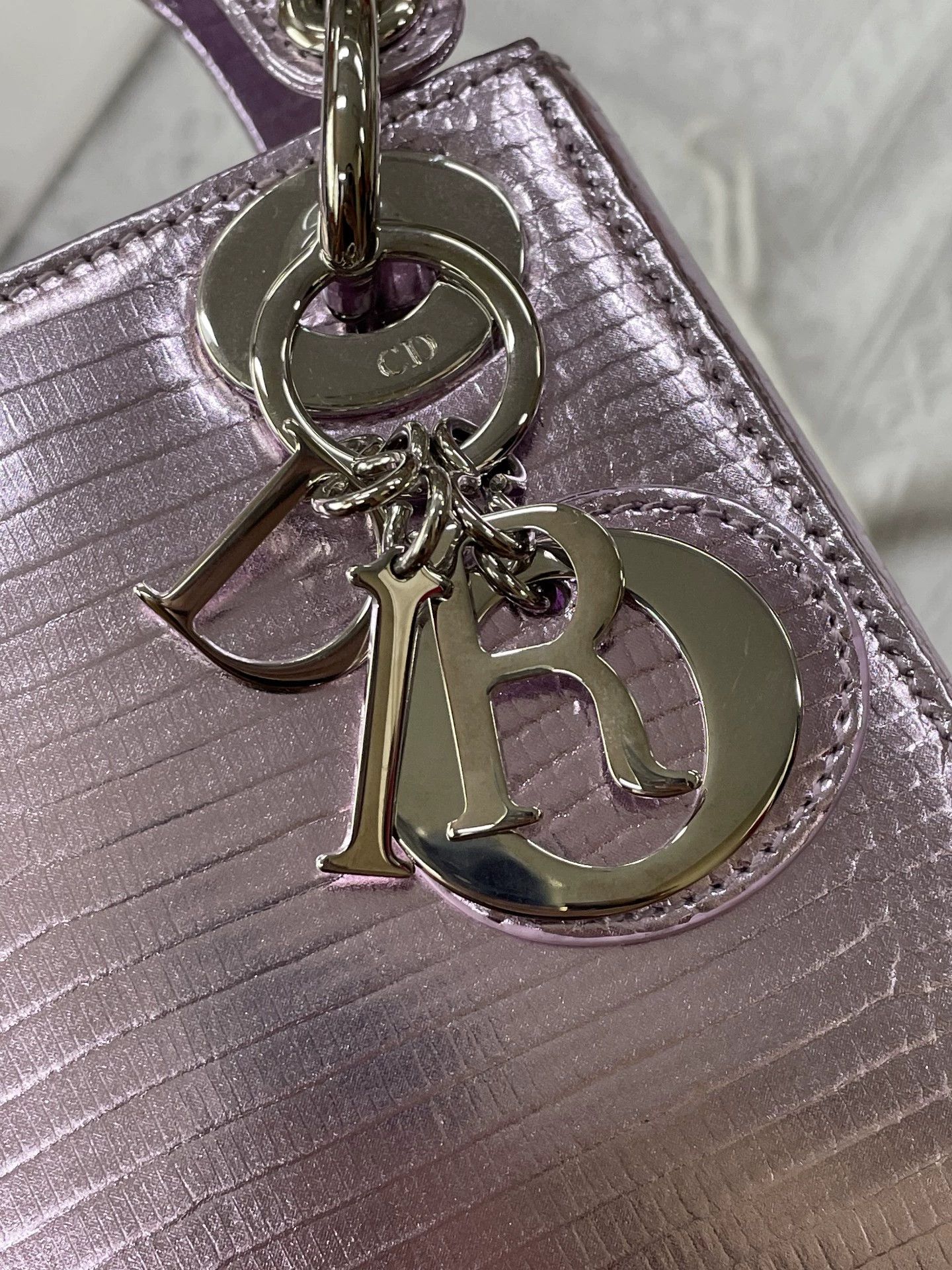 Dior Dior Lady Dior Mini Pearl Purple Lizard Silver 3 Size ONE SIZE - 4 Thumbnail