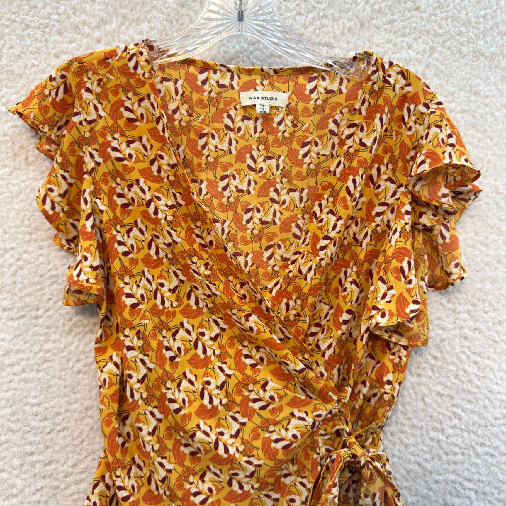 Vintage VINTAGE Y2K Wrap Top Shirt XS Yellow Floral Boho Grunge Bohemian Fairy Max Studio Size XS / US 0-2 / IT 36-38 - 3 Thumbnail