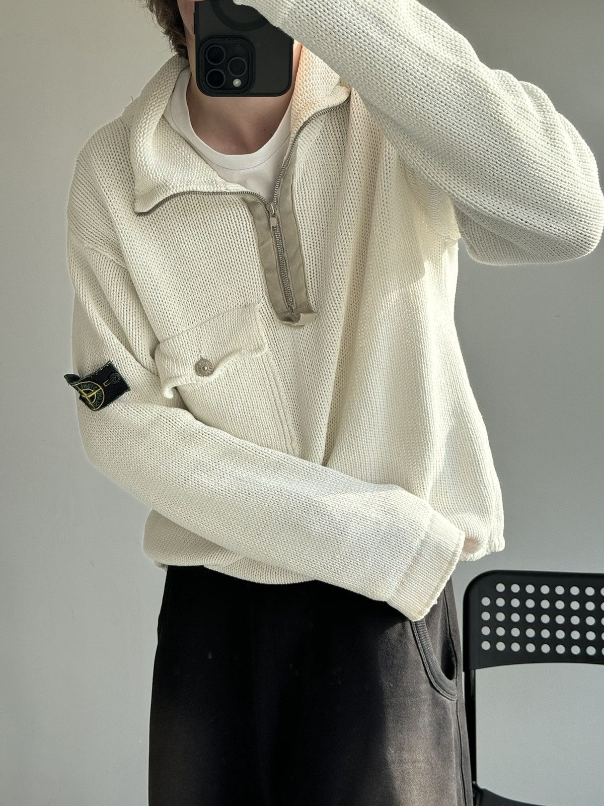 Massimo Osti Very Rare Vintage Stone Island 1/4 Knit Sweater Old Money Size US XL / EU 56 / 4 - 9 Thumbnail