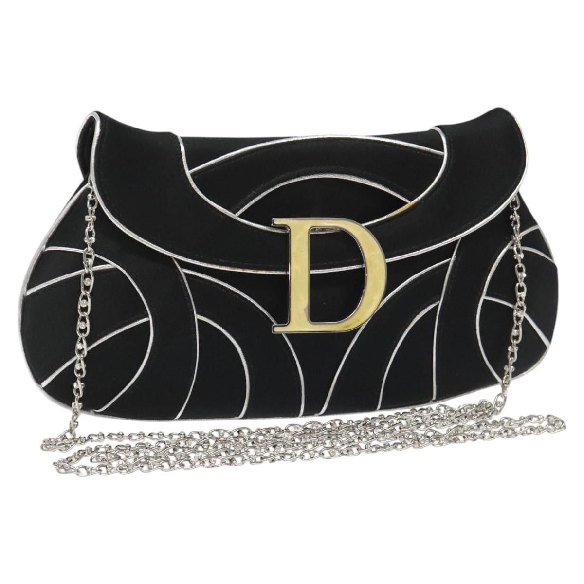 Dior Chain Shoulder Bag Suede Black, Women's