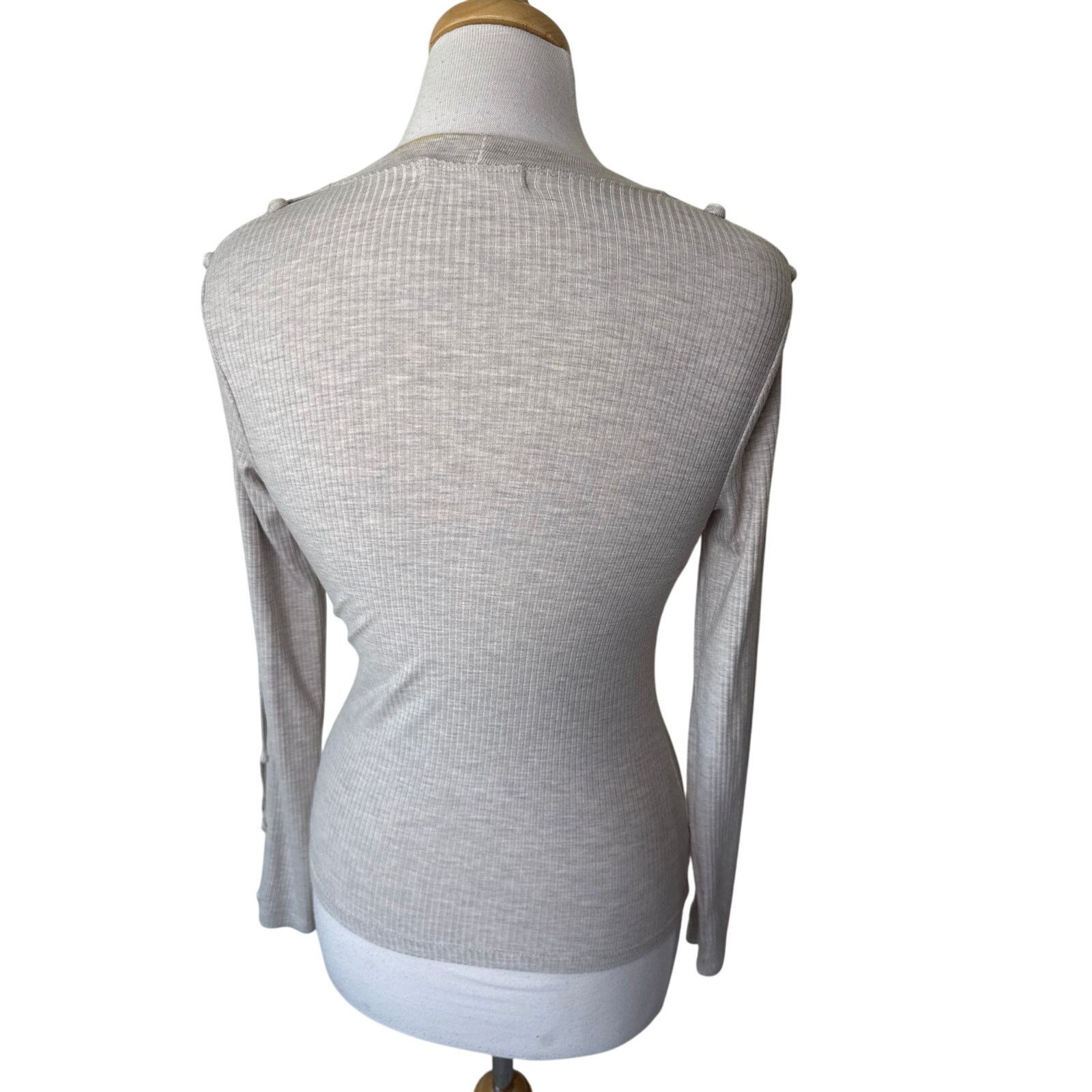 Jonathan Simkhai JONATHAN SIMKAHI Standard Ribbed Button Long Sleeve Top Size S / US 4 / IT 40 - 2 Thumbnail
