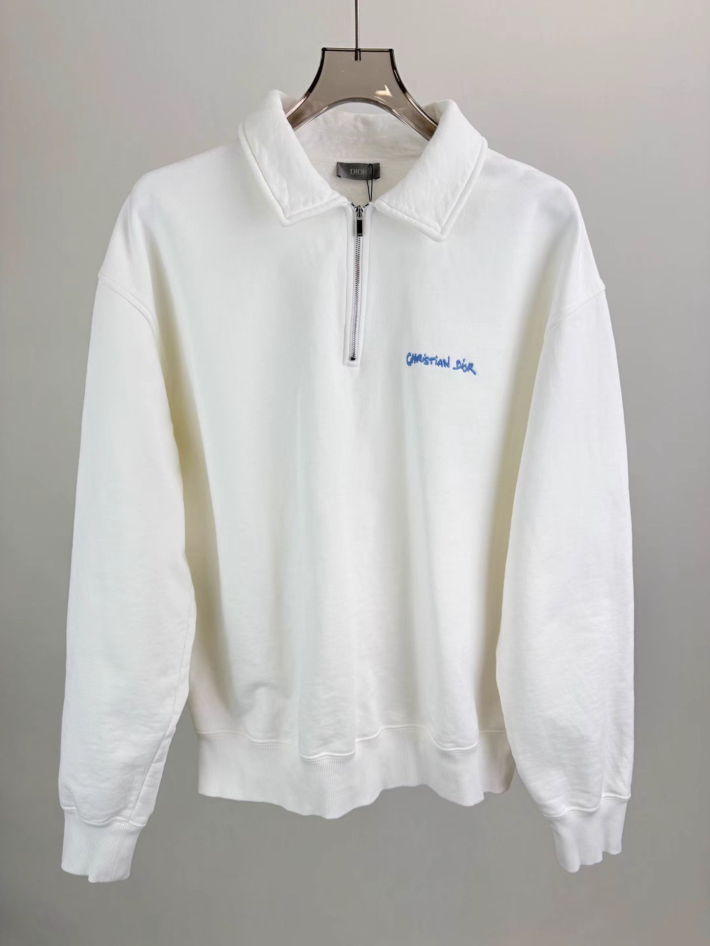 Dior White Half-Zip Collar Sweatshirt Size US M / EU 48-50 / 2 - 1 Thumbnail