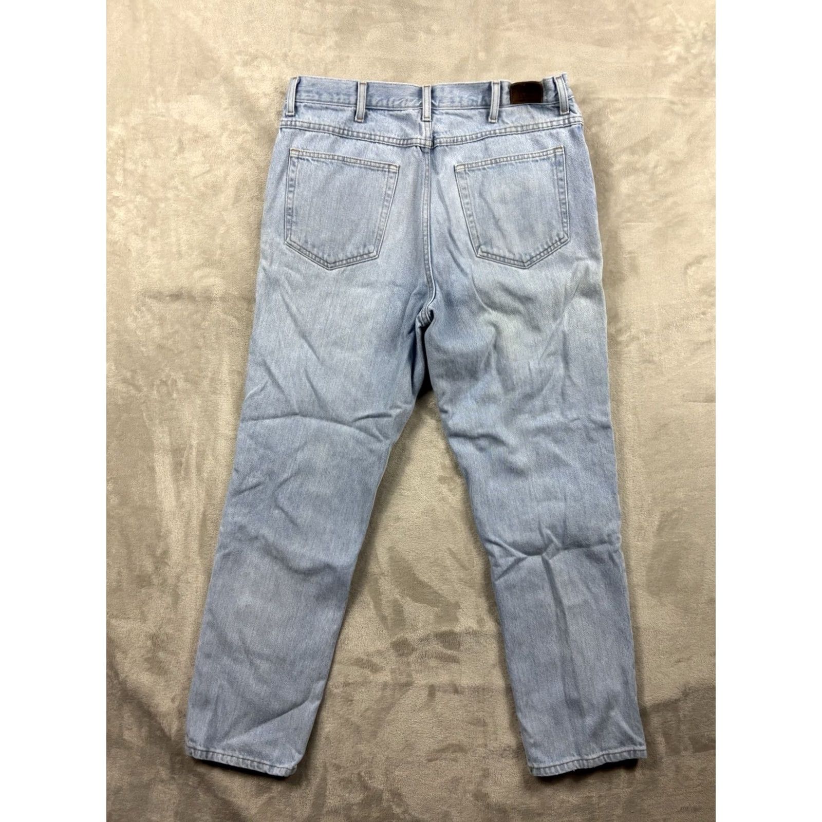 Denime LL Bean Jeans Mens Classic Fit Straight Leg Light Wash Denim 37x32 Blue Cotton Denim Regular Inseam 32 Mens Jeans Size US 37 - 2 Thumbnail