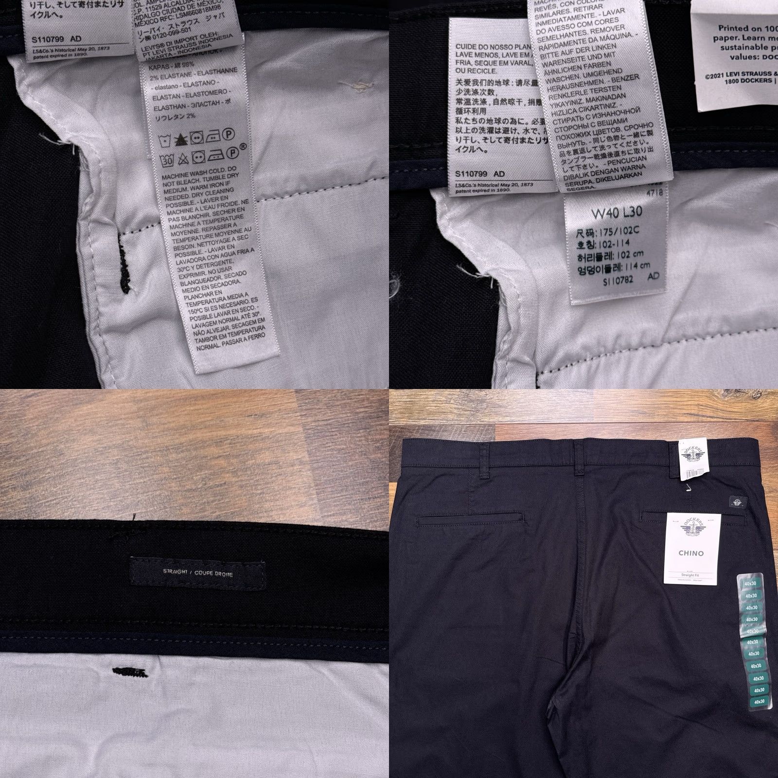 Dockers Dockers Chino Pants Mens 40x30 Straight Fit Navy Blue Mid Rise Stretch New Size US 40 / EU 56 - 8 Thumbnail