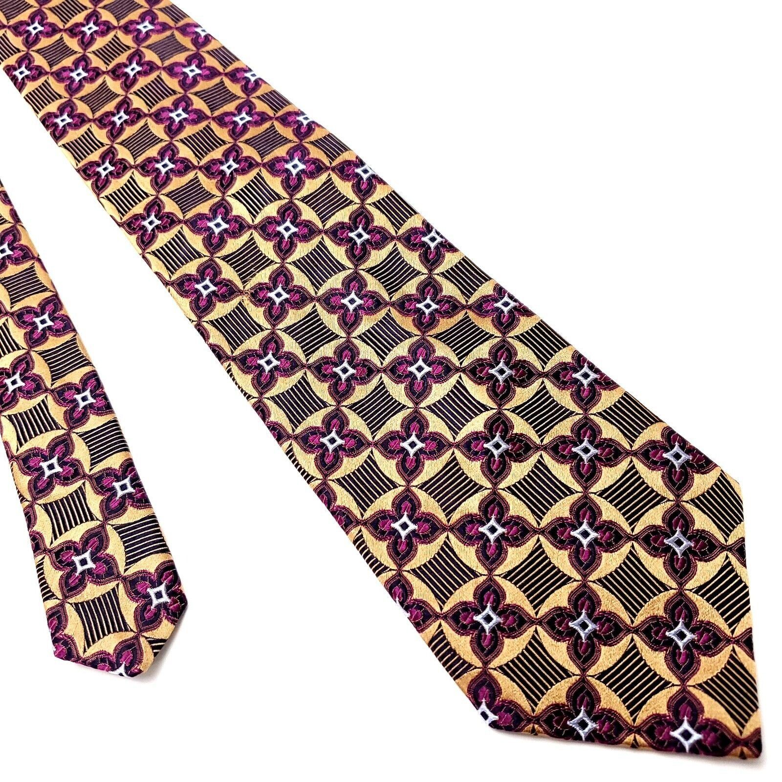 Joseph Abboud Joseph Abboud Green Multi-Colored Silk Tie Woven Geometric Size ONE SIZE - 1 Thumbnail