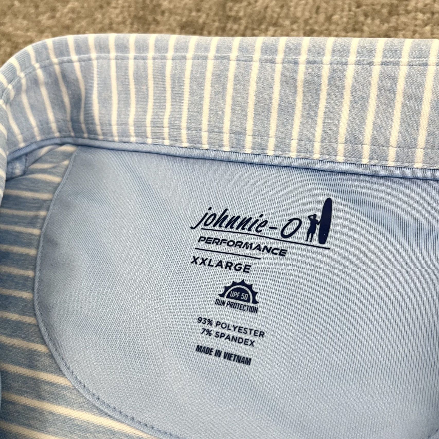johnnie-O Johnnie-O Polo Shirt Mens 2XL Blue Striped Weston Golf Club Performance S/S Size US XXL / EU 58 / 5 - 3 Thumbnail